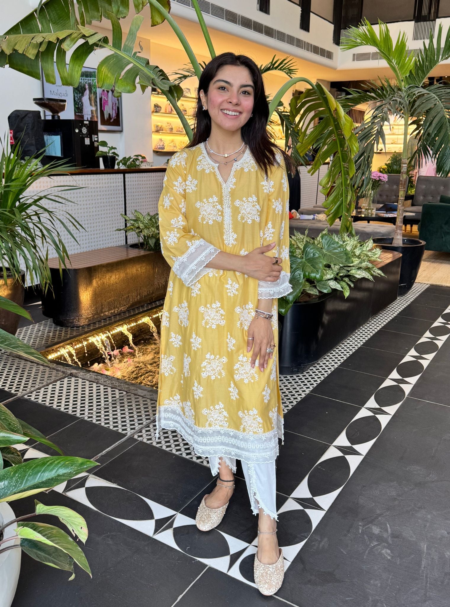 Sira Supima Cotton Yellow Kurta With Aelira Dhoti Pant