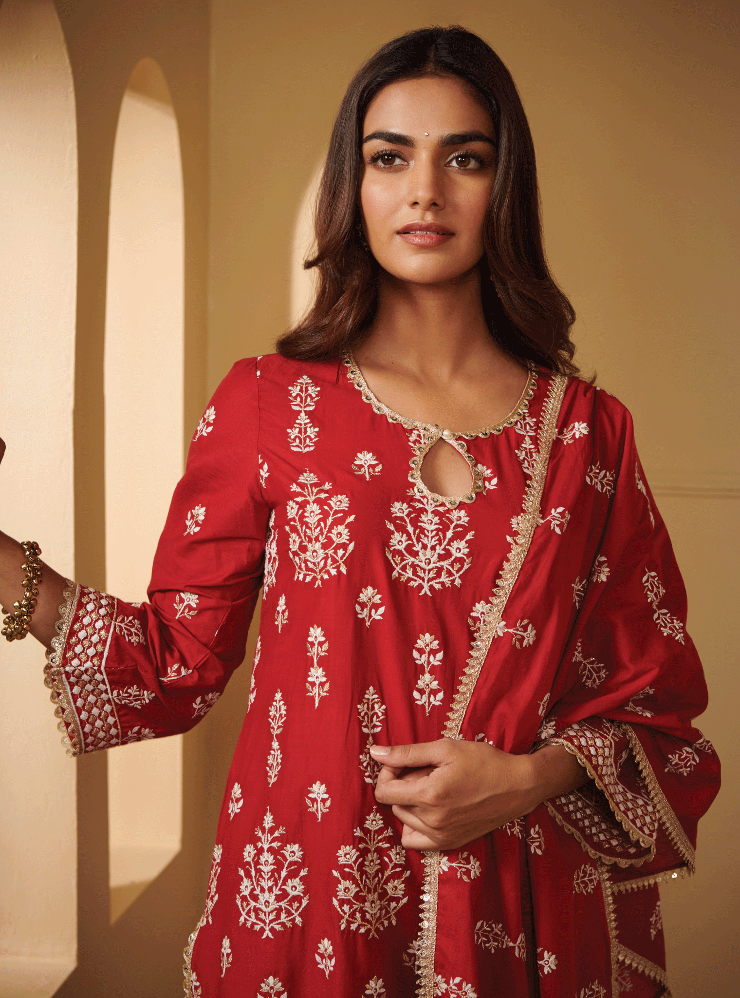 Mulmul Cotton Veda Red Dupatta