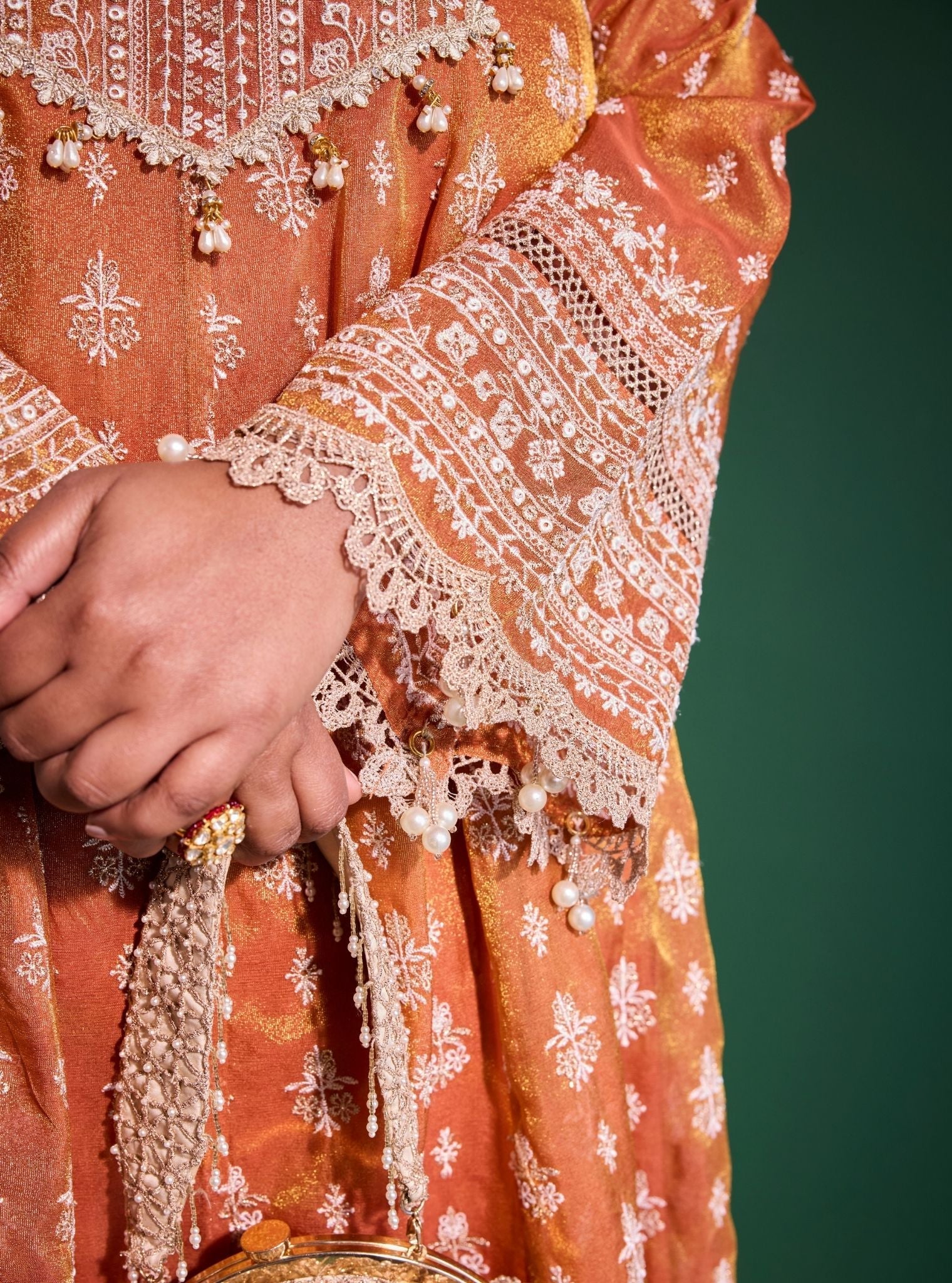 Jalwa Luxe Organza Orange Anarkali Kurta Set