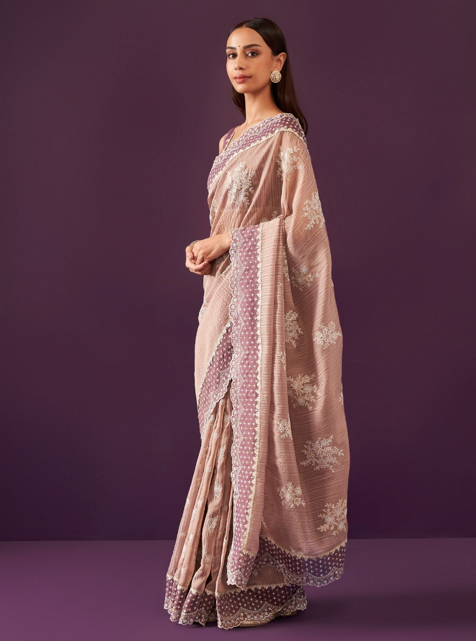 Mulmul Banarsi Aniyah Lilac Saree