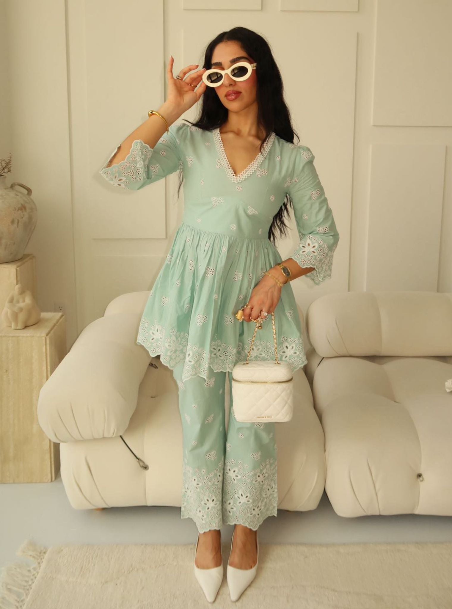 Ayn Cotton Teal Blue Co-ord Set
