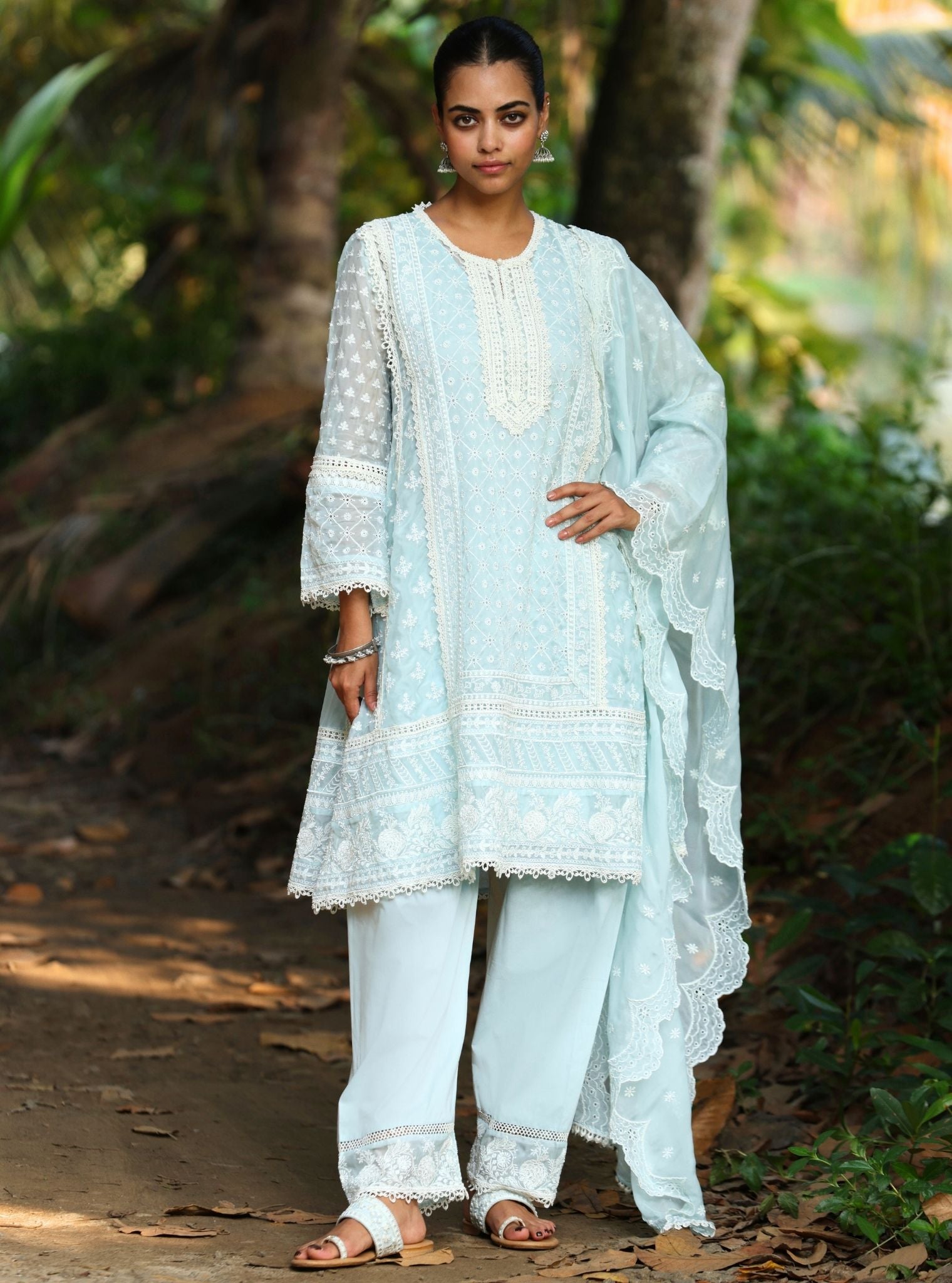 Mulmul Organza Tisya Blue Dupatta