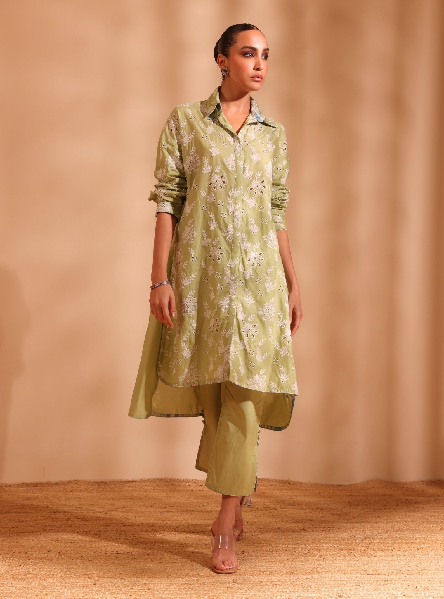 Niva Cotton Green Kurta Set