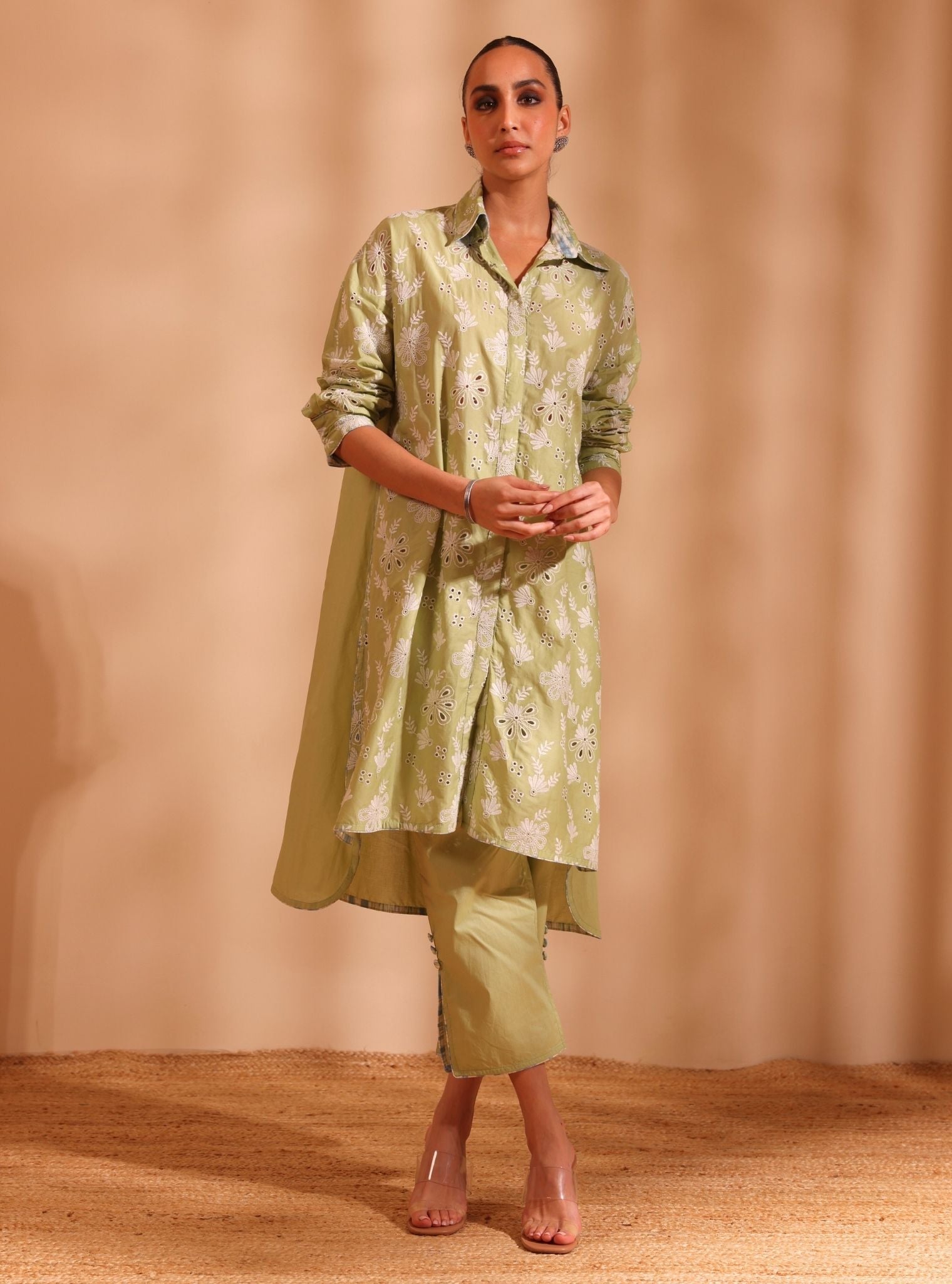 Niva Cotton Green Kurta Set