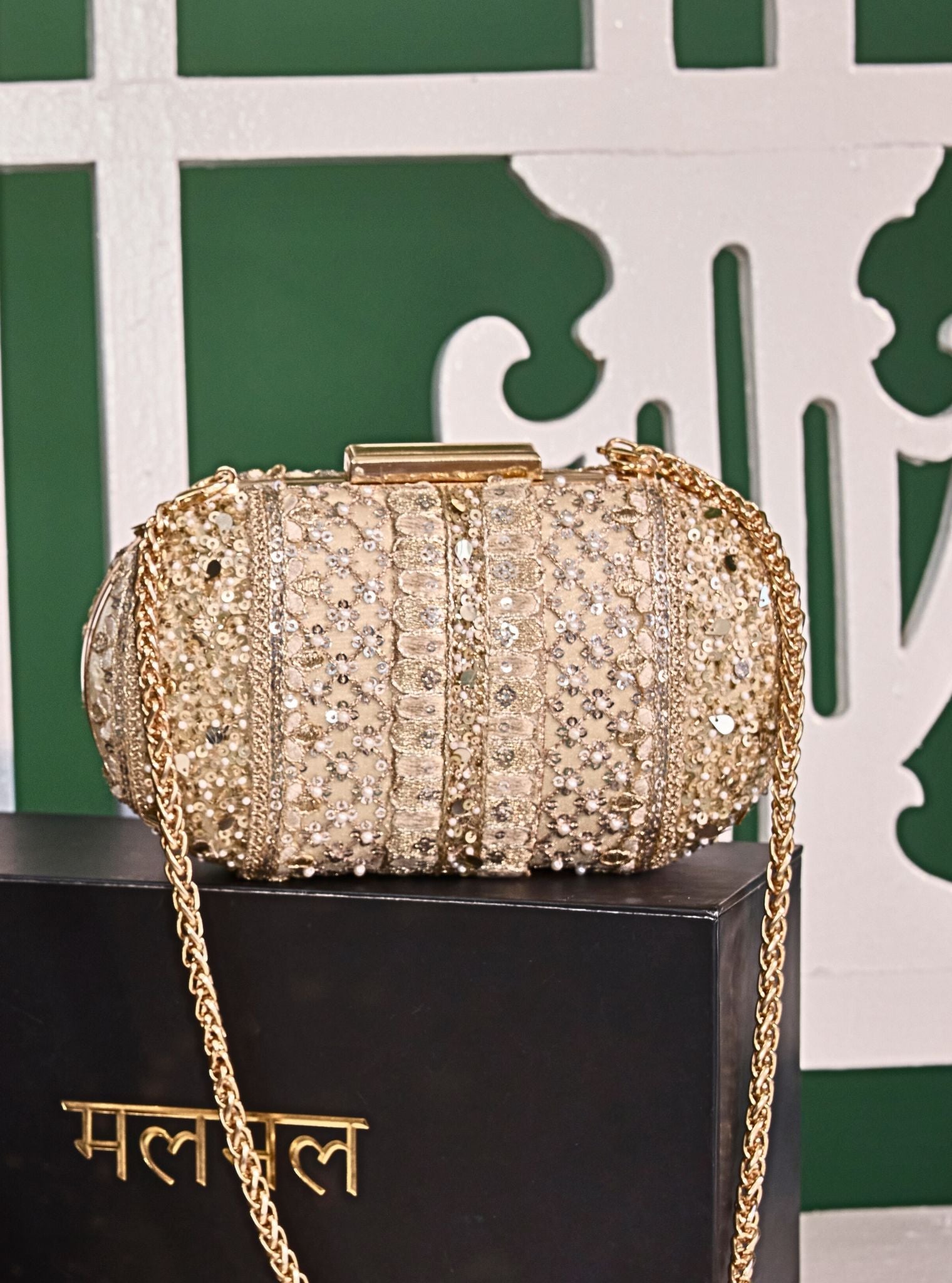 Mulmul Arooba Gold Clutch Bag