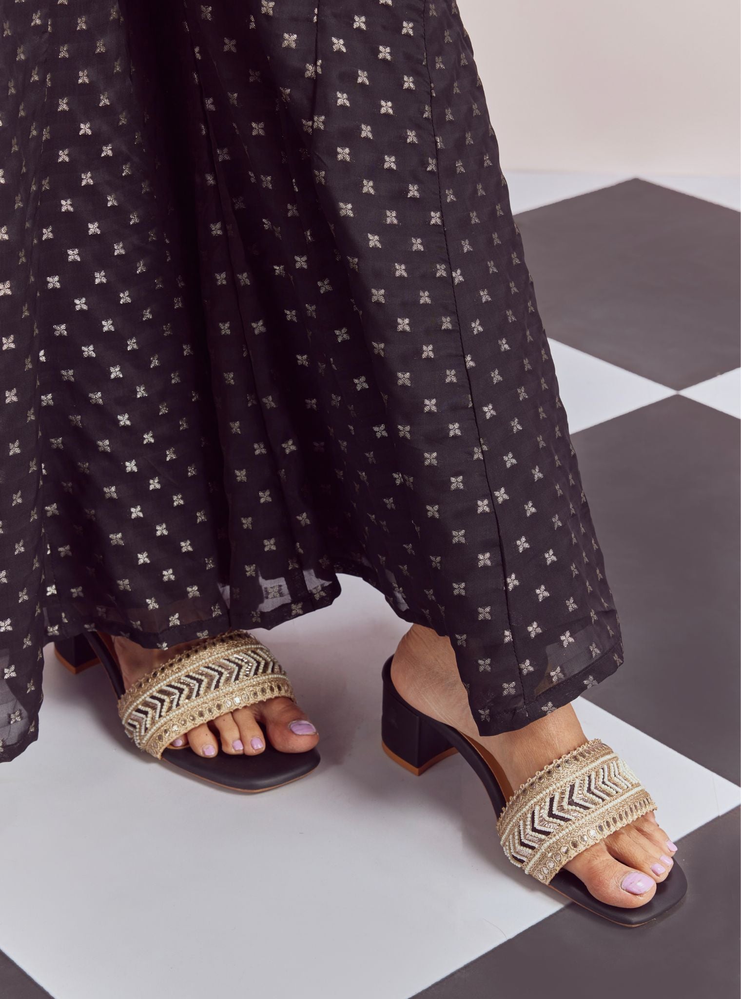 Mulmul Kim Black Block Heels