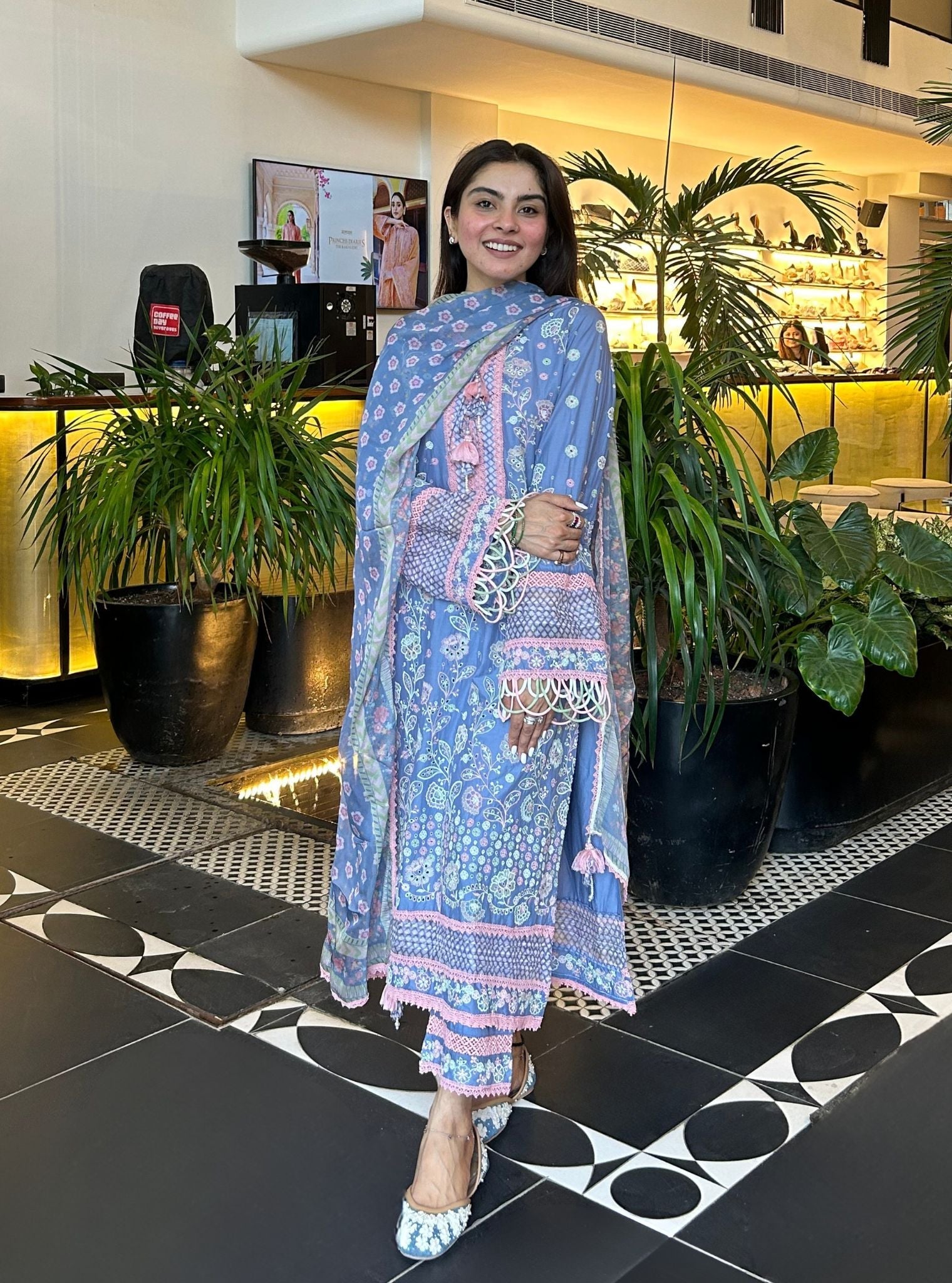 Avarni Supima Cotton Blue Kurta Set