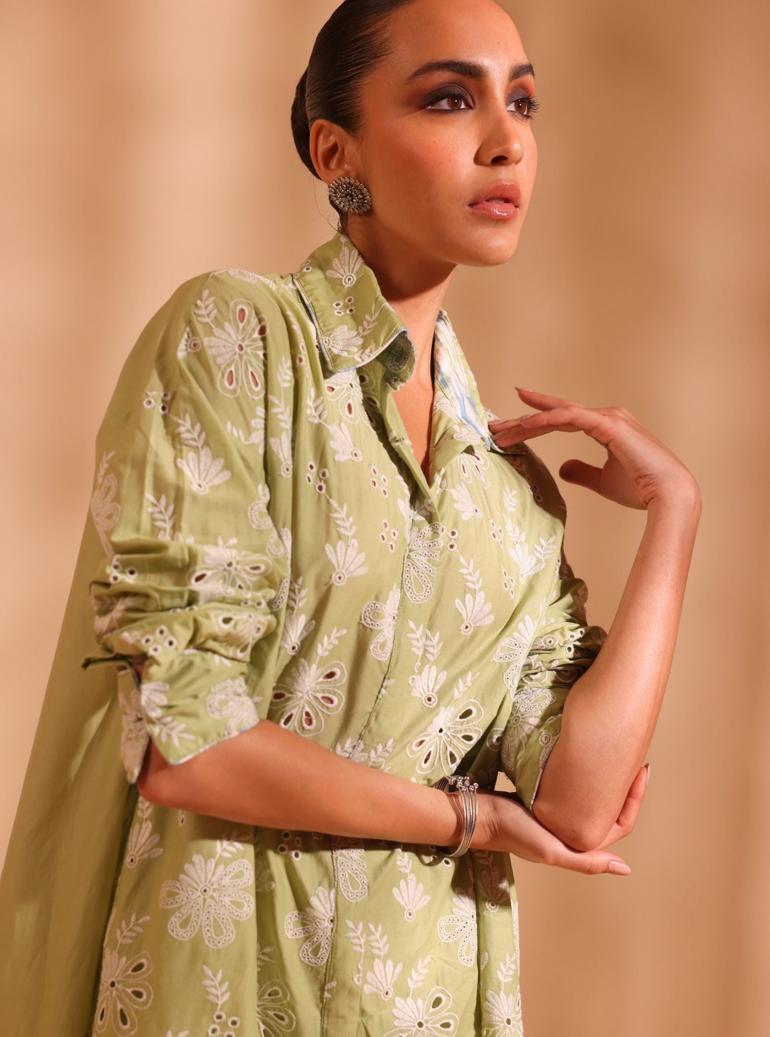Niva Cotton Green Kurta Set