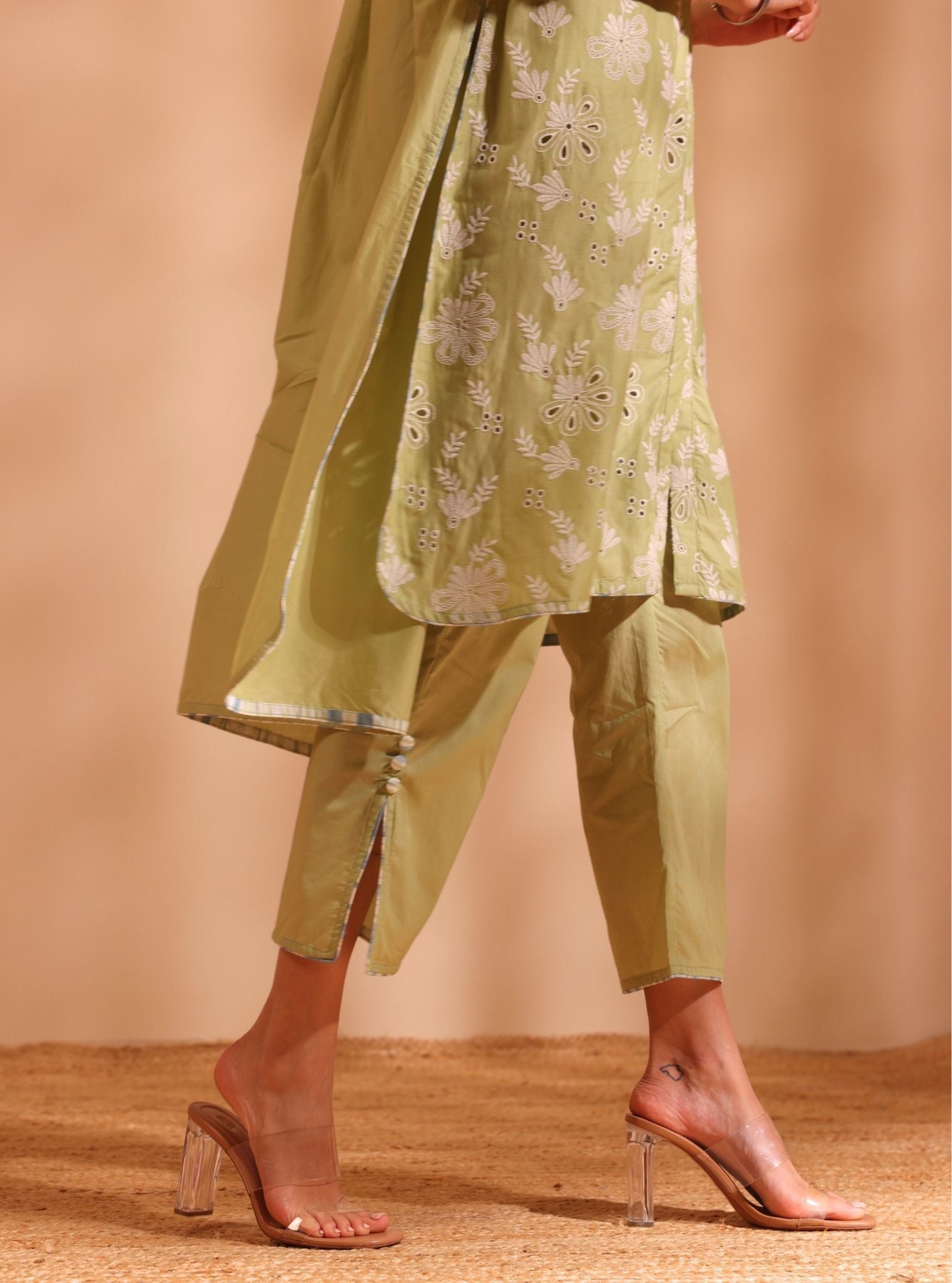 Niva Cotton Green Kurta Set