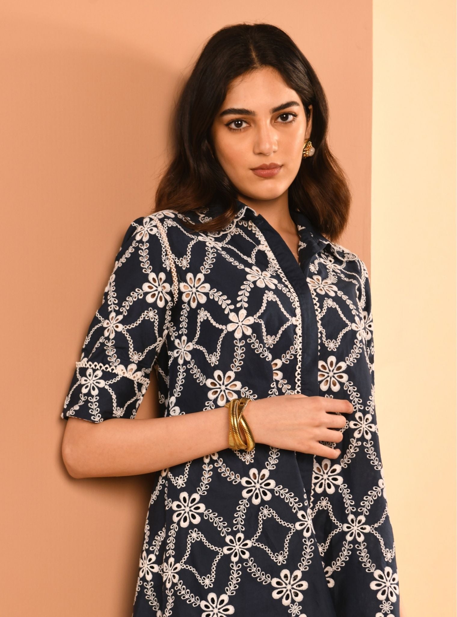 Mulmul Cotton Prue Navy Shirt With Mulmul Cotton Prue Navy Pant