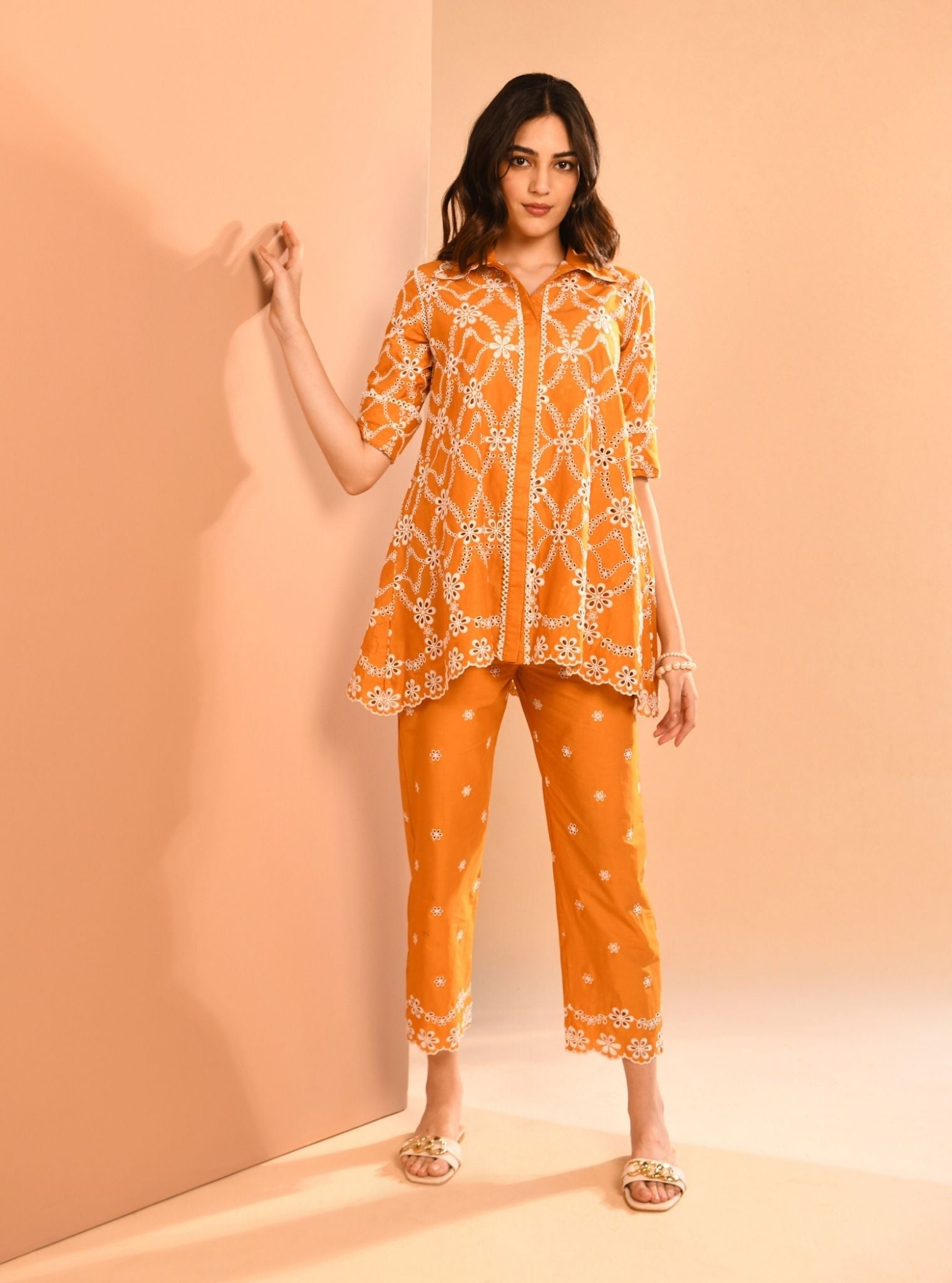 Prue Cotton Orange Co-ord Set