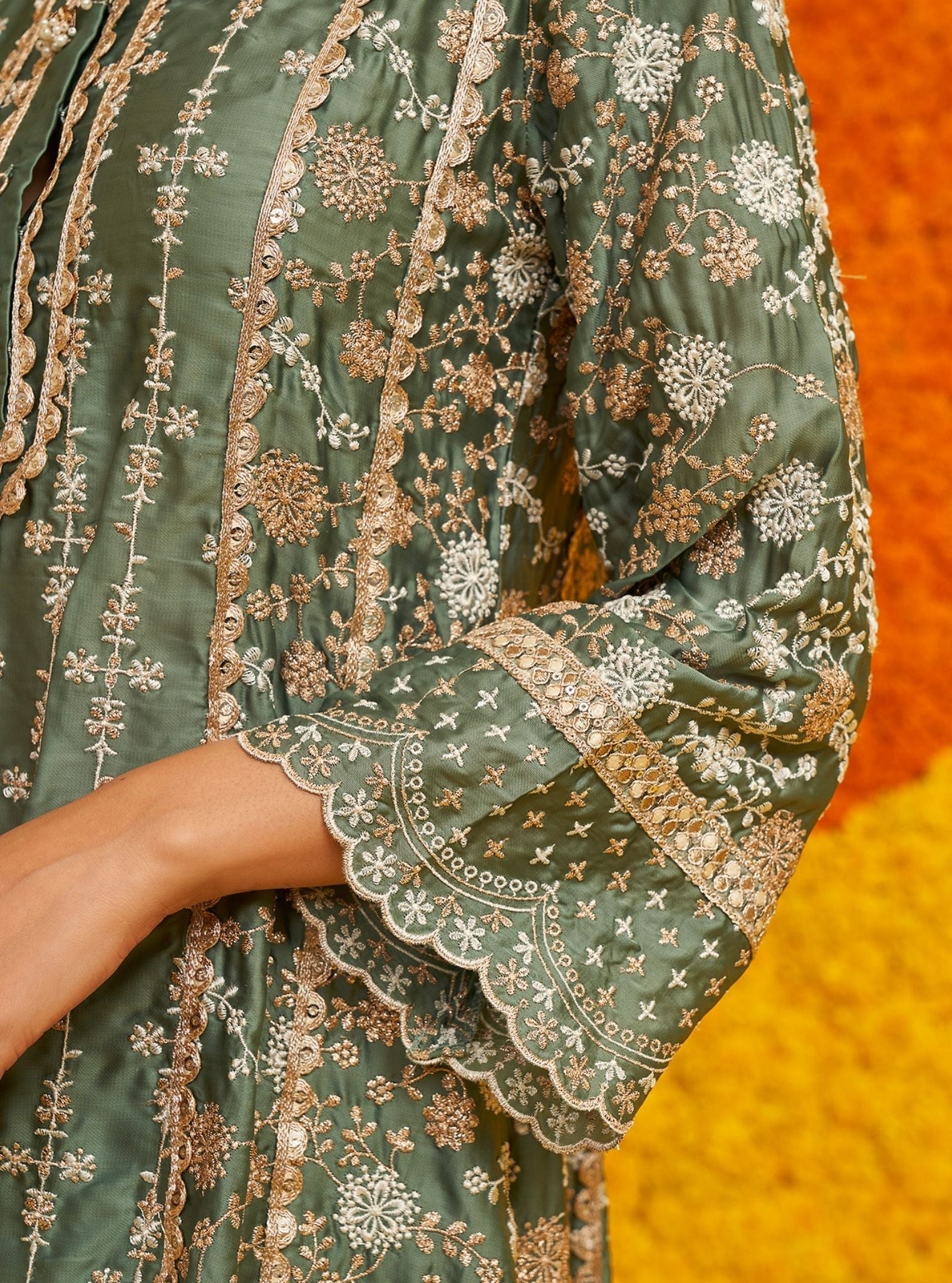 Saathiya Organza Satin Teal Blue Kurta Set
