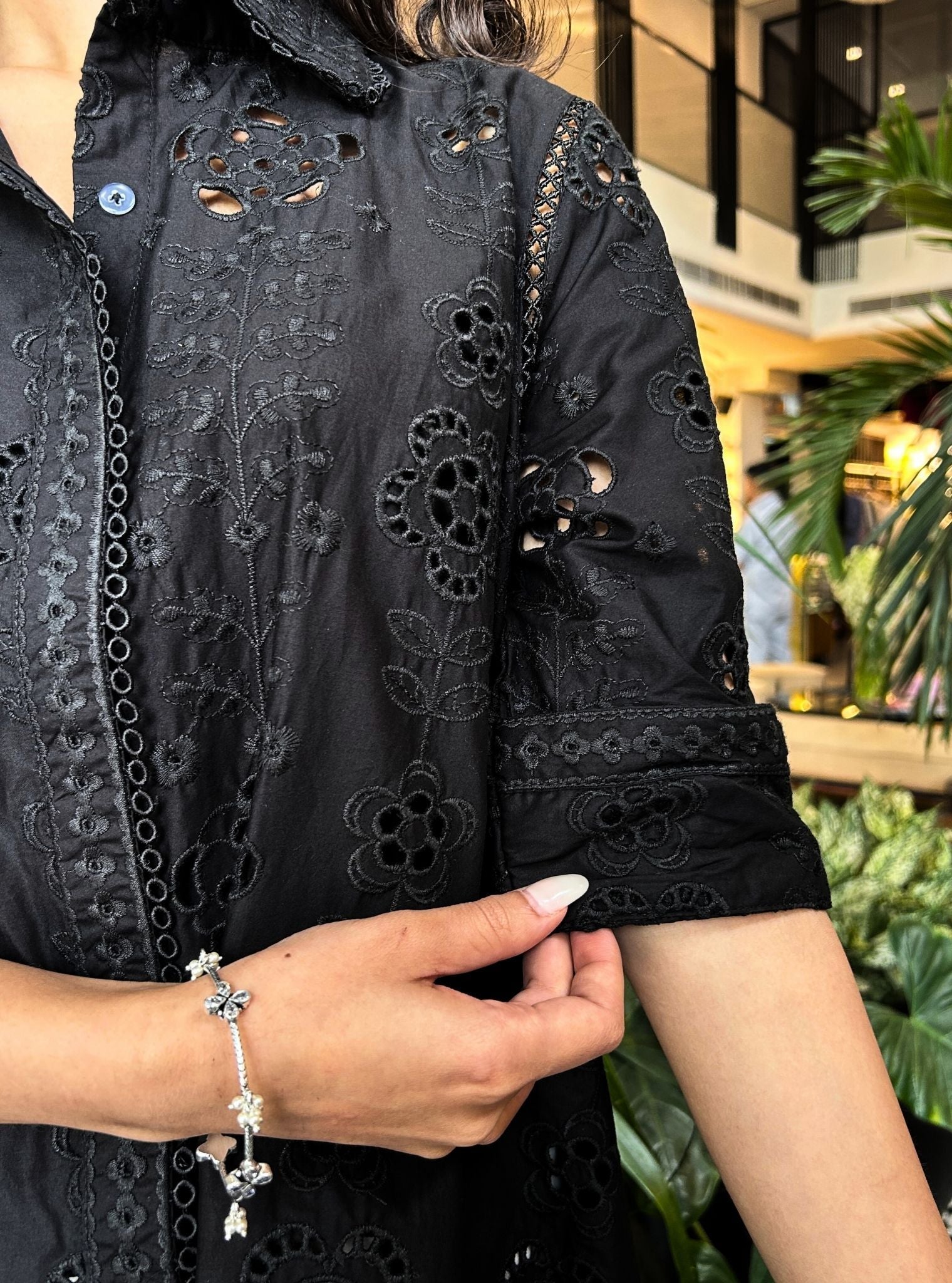 Mulmul Cotton Daenysia Black Shirt
