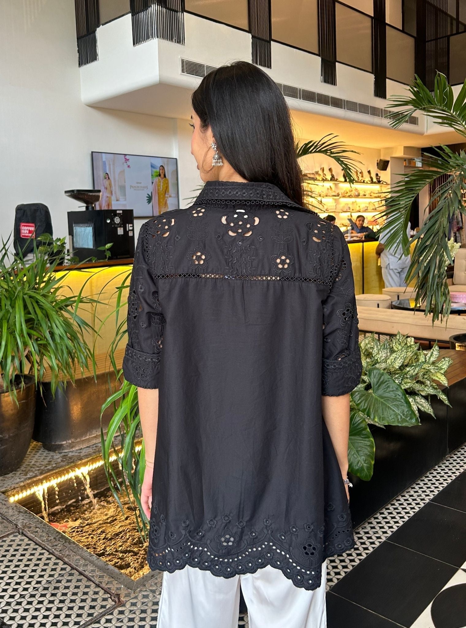 Mulmul Cotton Daenysia Black Shirt