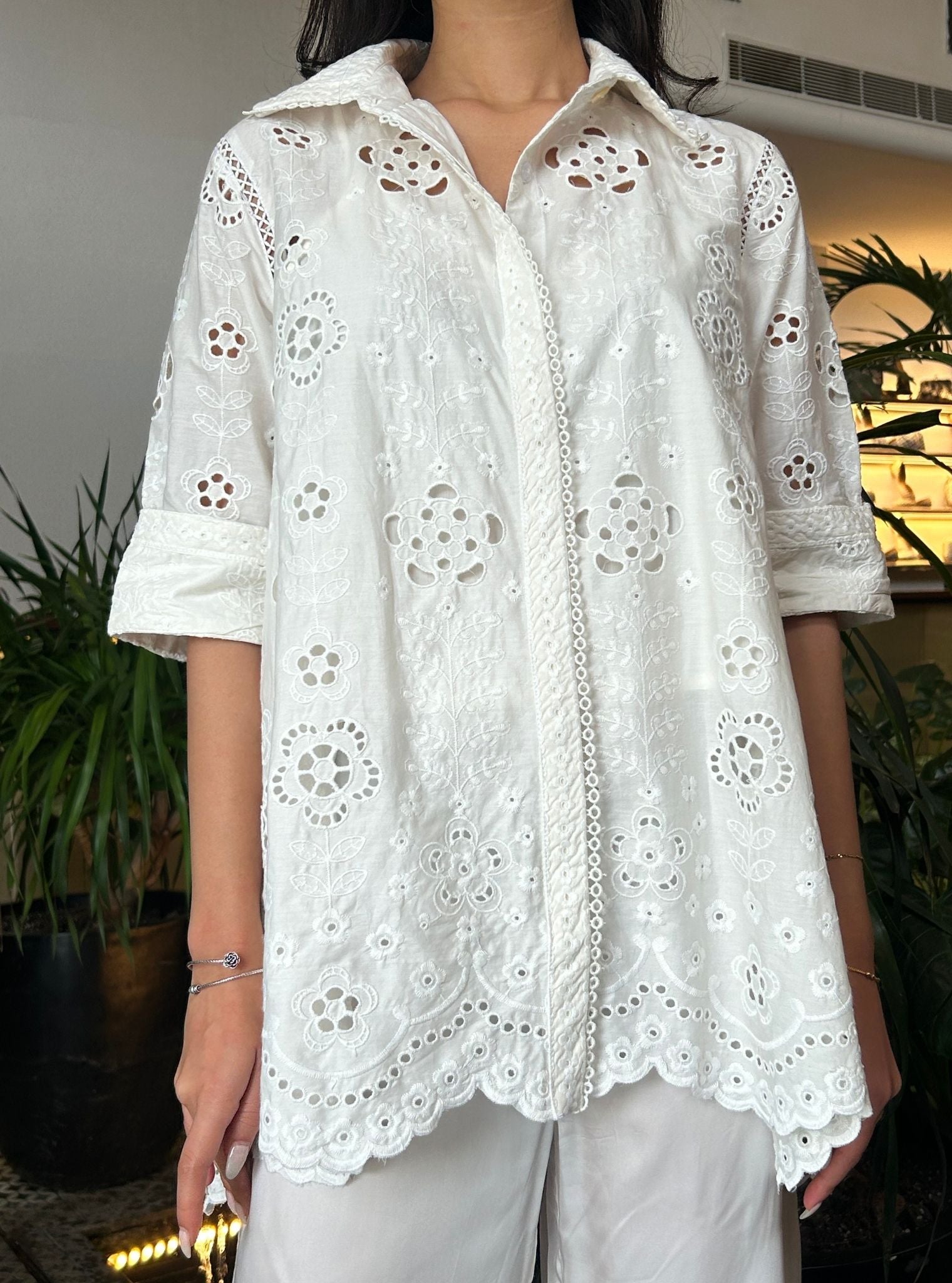 Mulmul Cotton Daenysia Off White Shirt