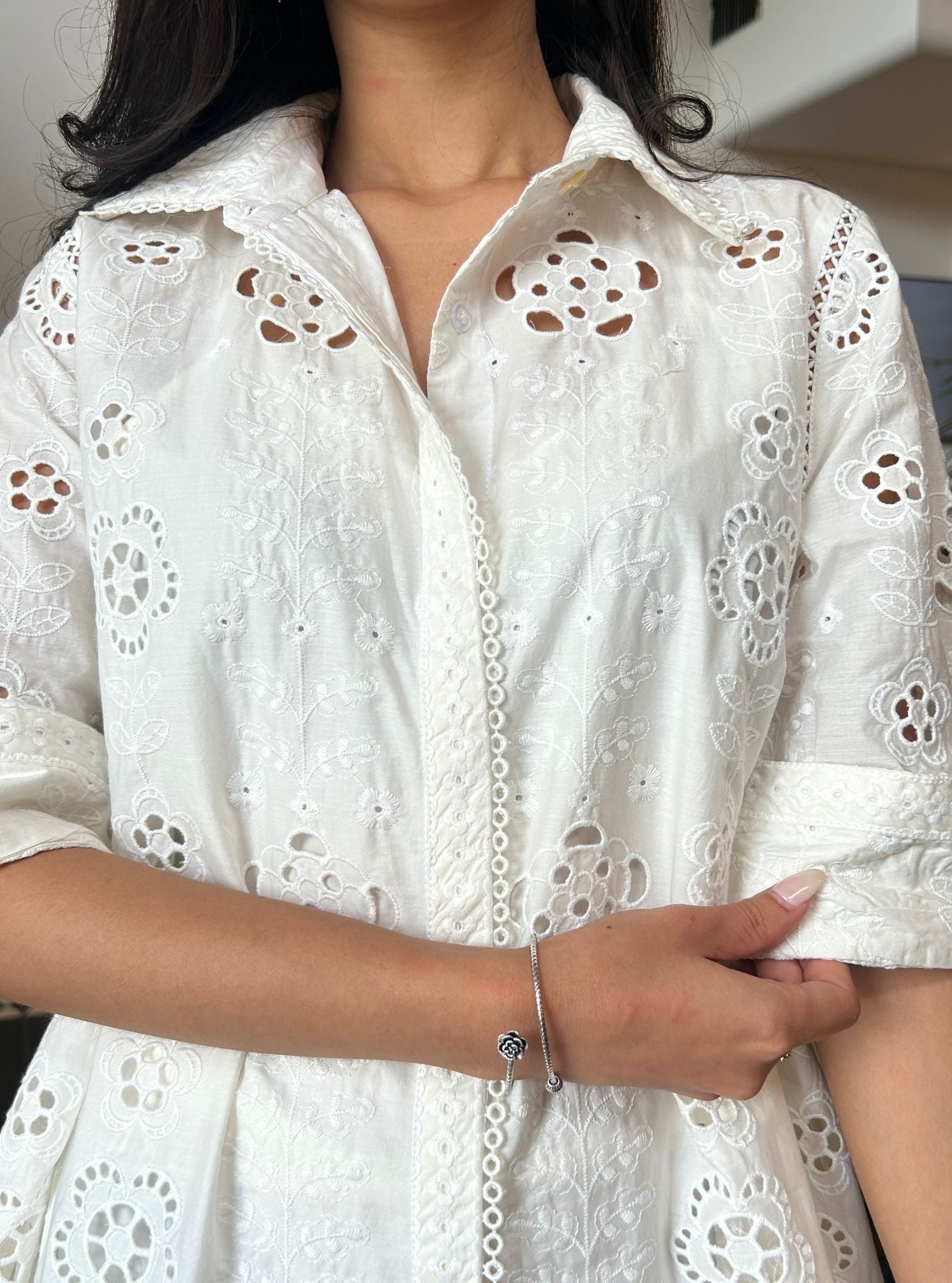 Mulmul Cotton Daenysia Off White Shirt