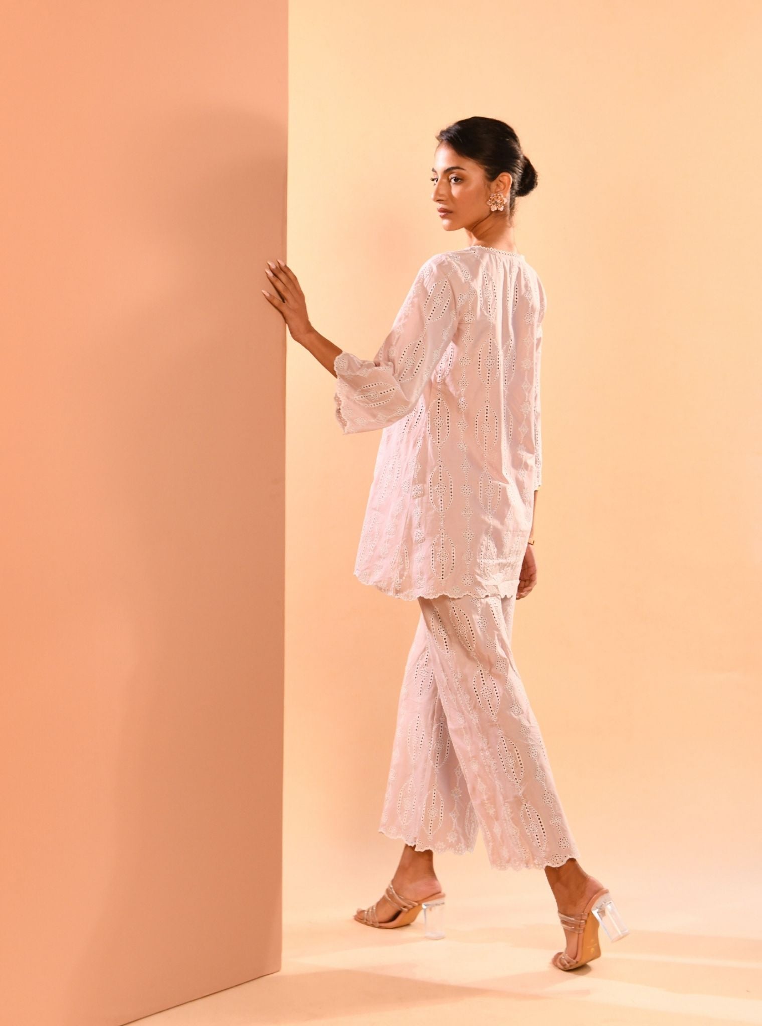 Mulmul Cotton Reeve Dusty Pink Top With Mulmul Cotton Reeve Dusty Pink Pant