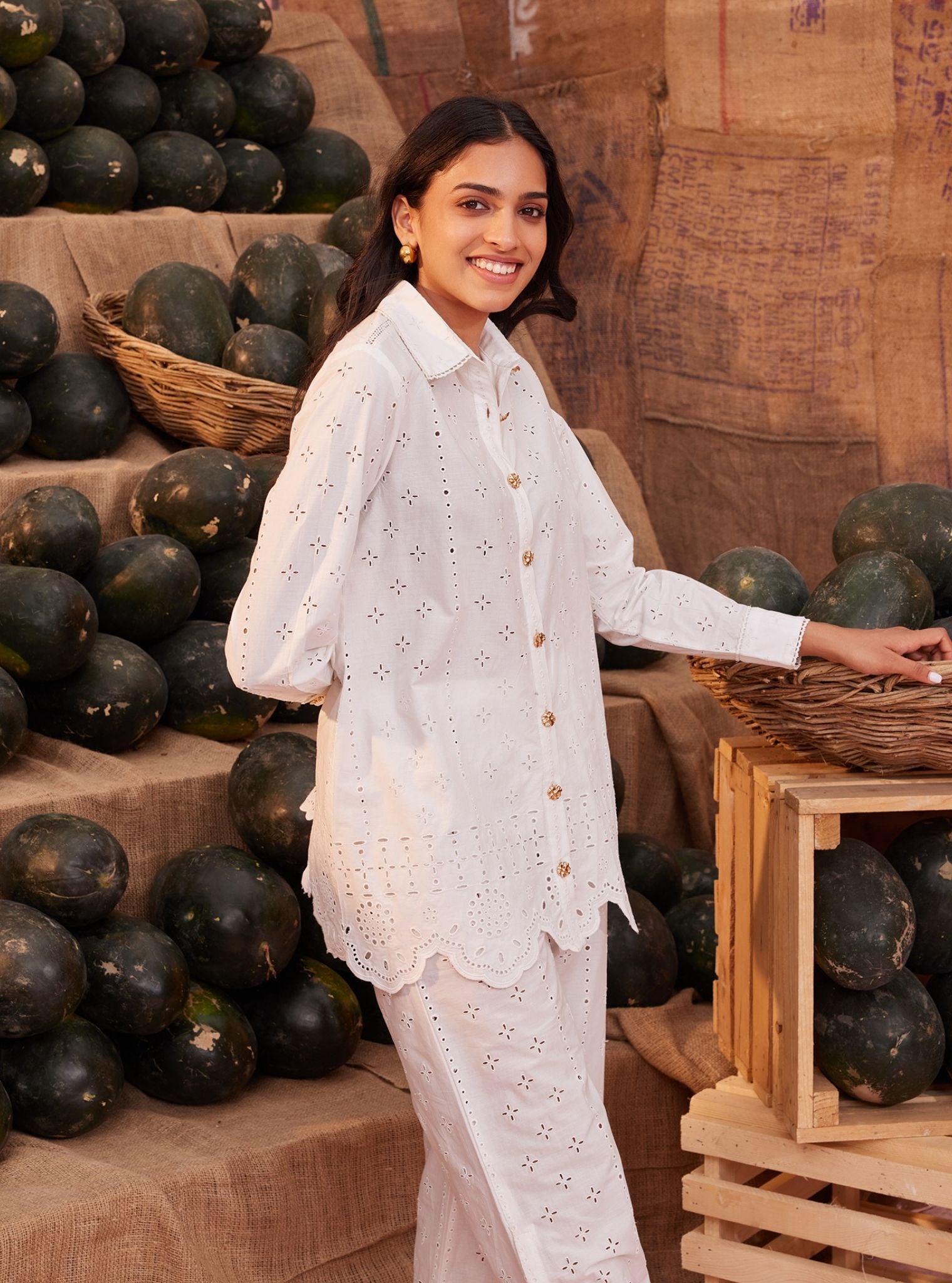 Inaya Cotton White Co-ord Set