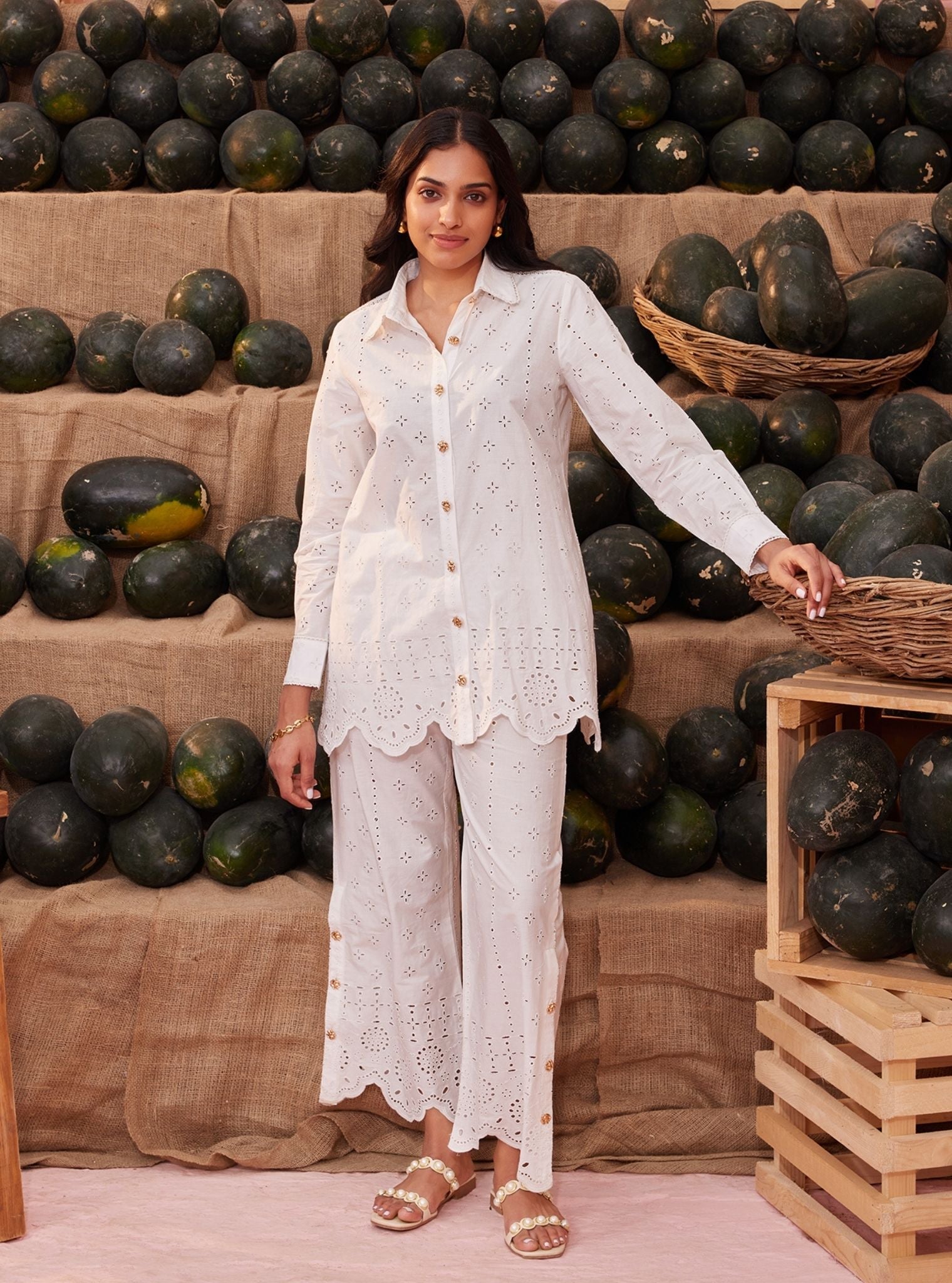 Inaya Cotton White Co-ord Set