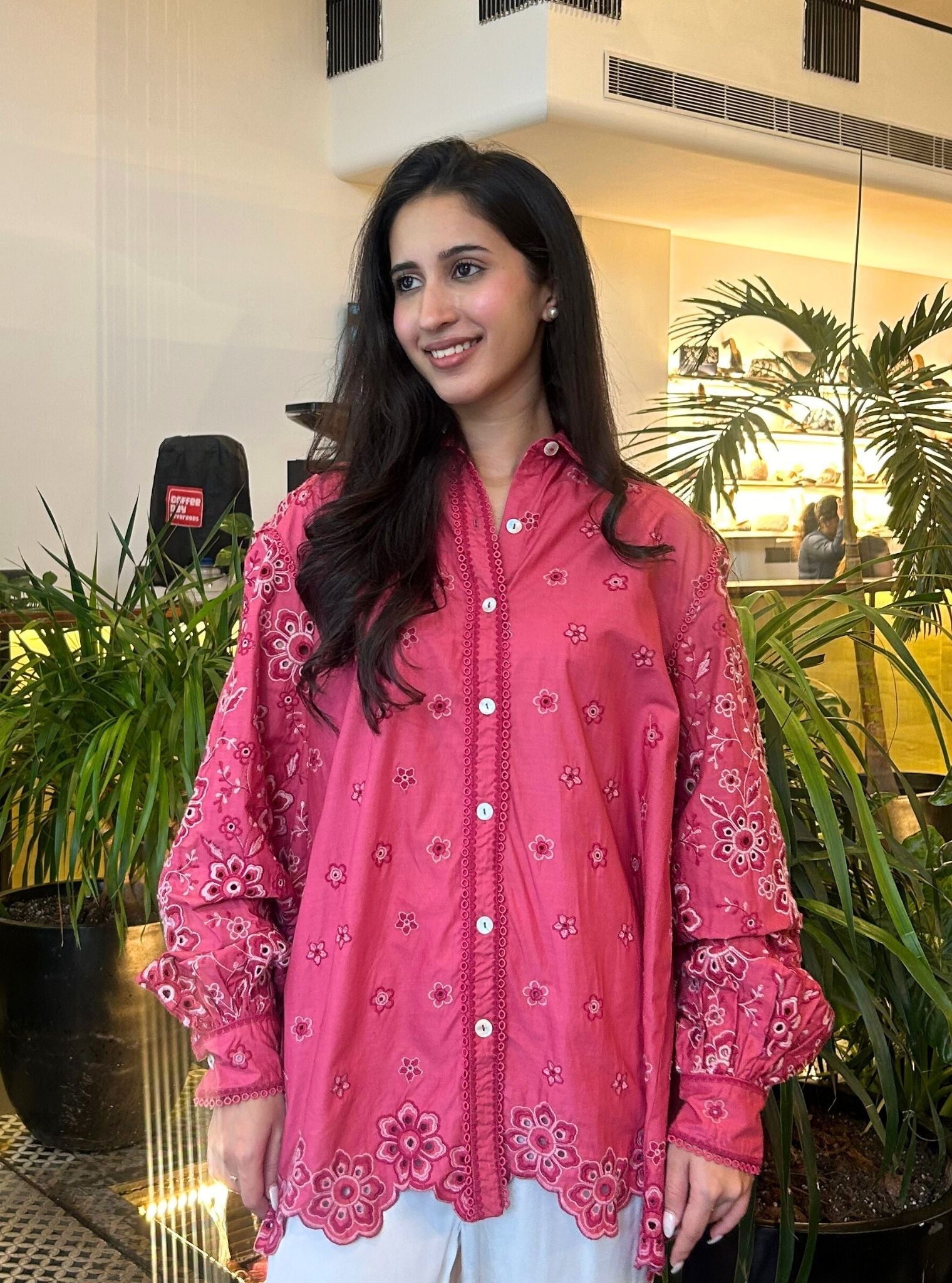 Mulmul Cotton Mirabel Fuschia Shirt