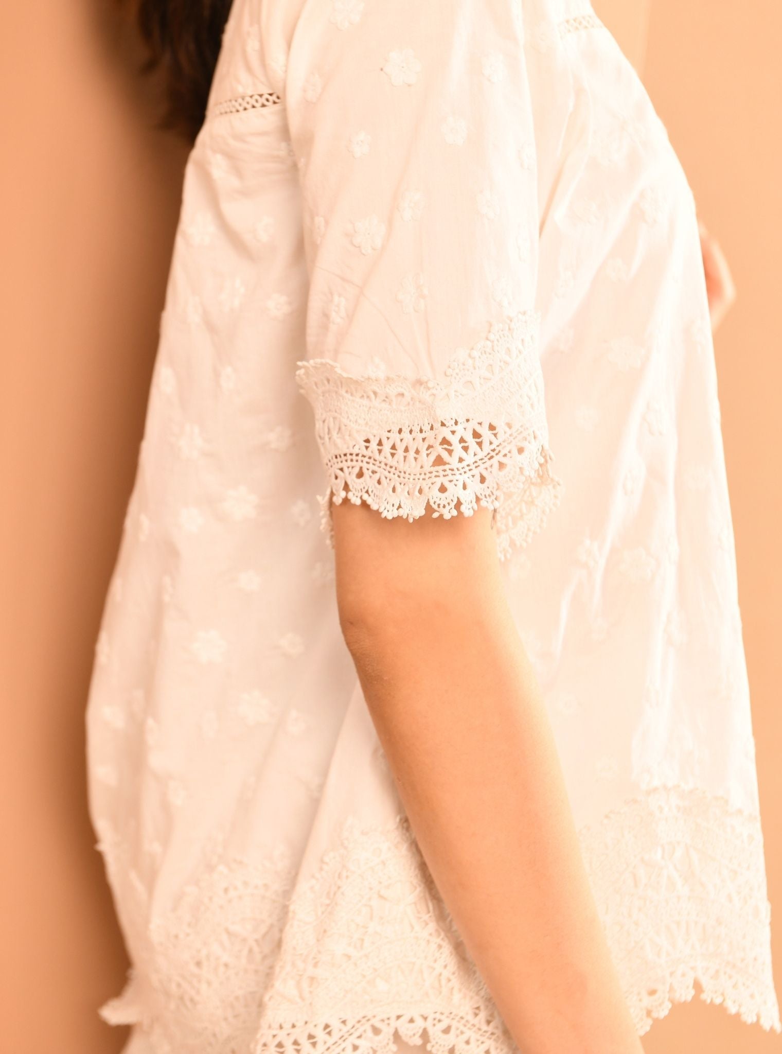 Zain Cotton White Co-ord Set