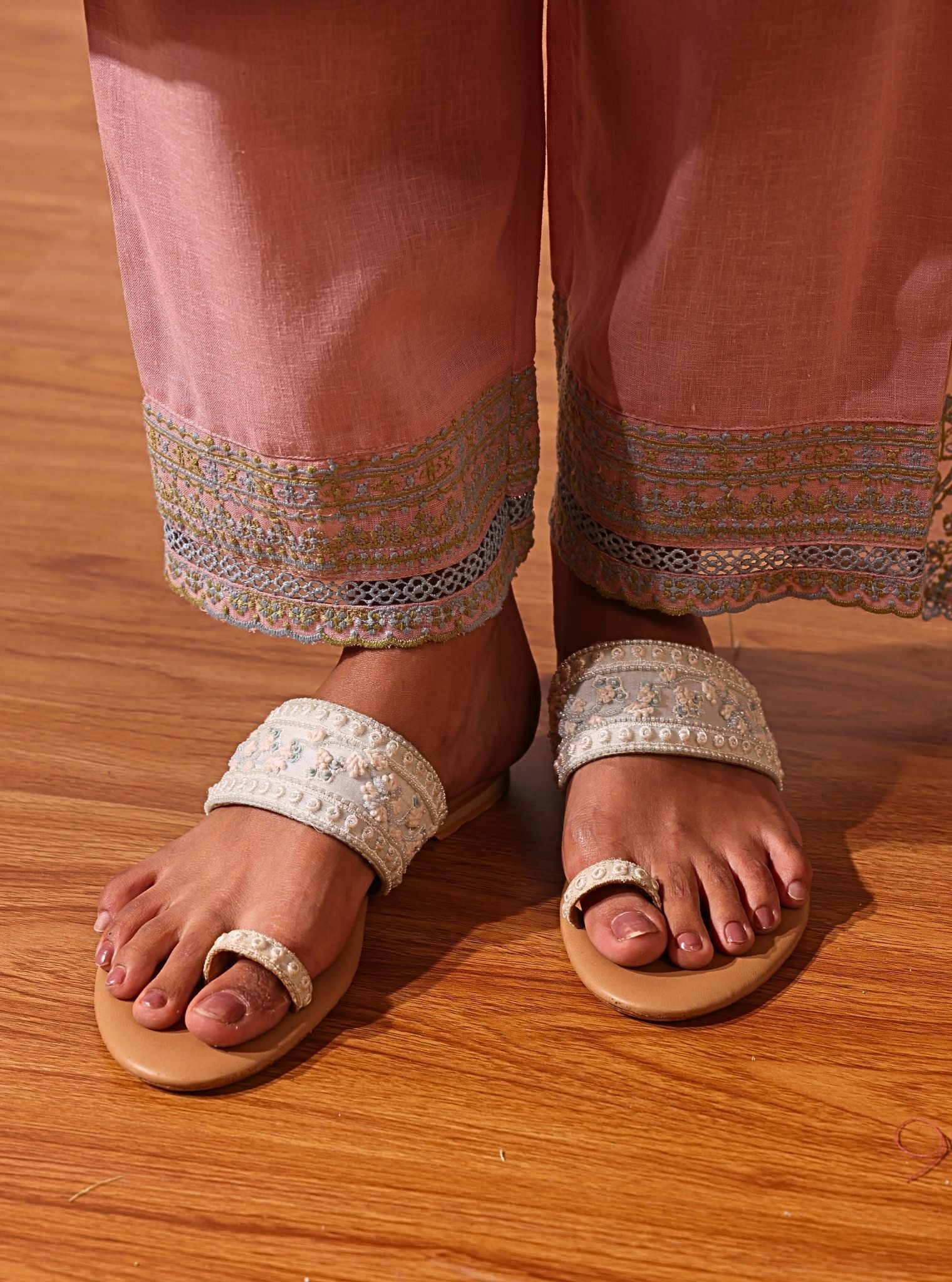 Mulmul Uroob Sky Blue Vegan Kohlapuri Flats
