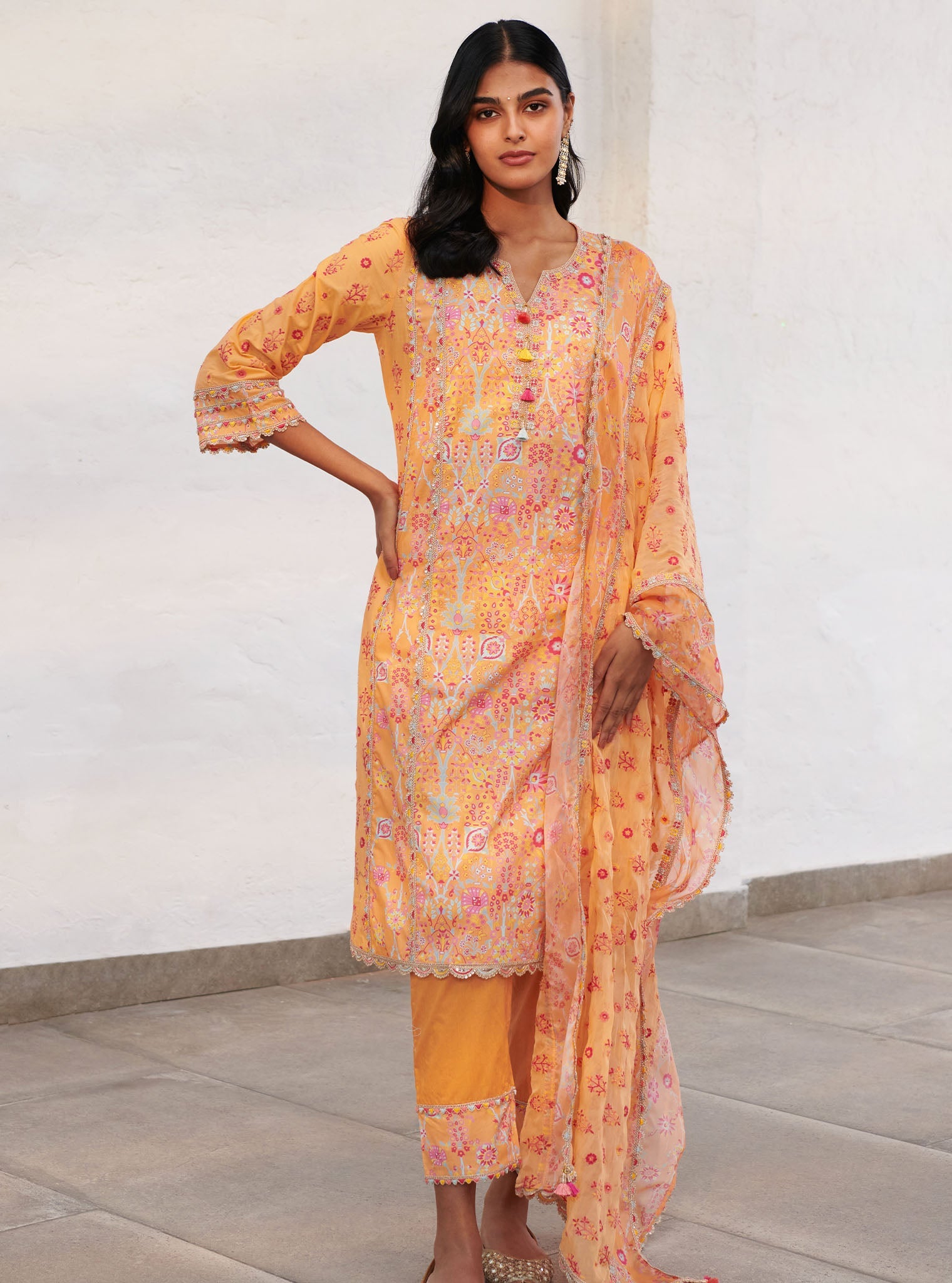 Mulmul Organza Hattie Orange Dupatta