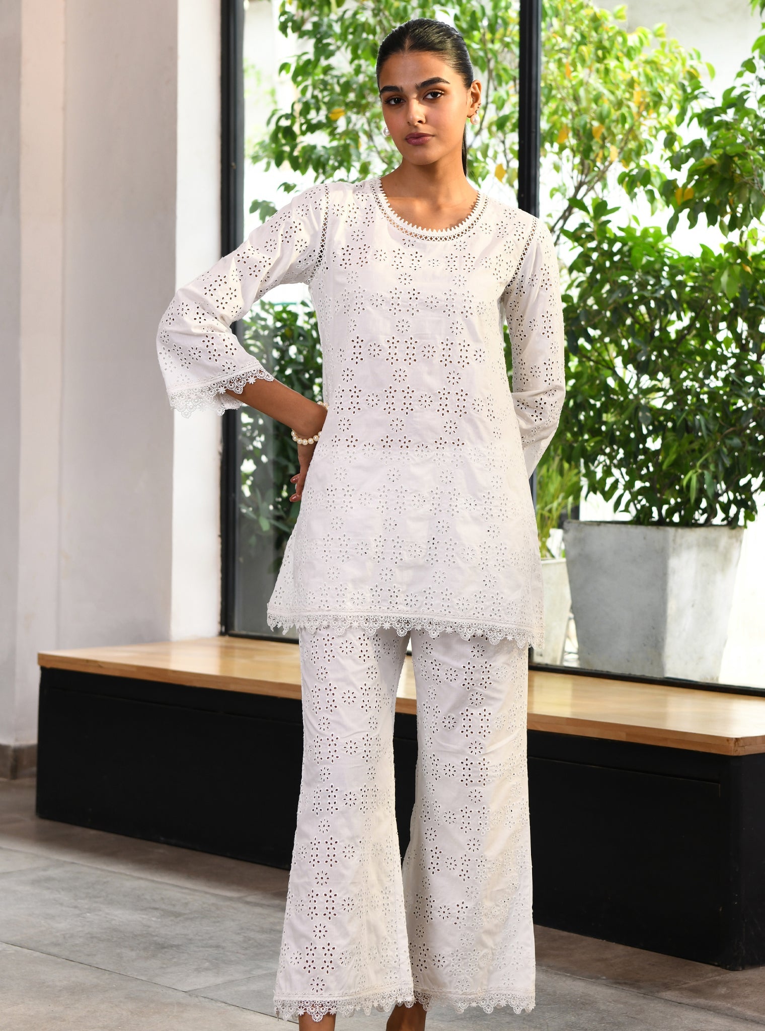 Beverly Cotton White Co-ord Set