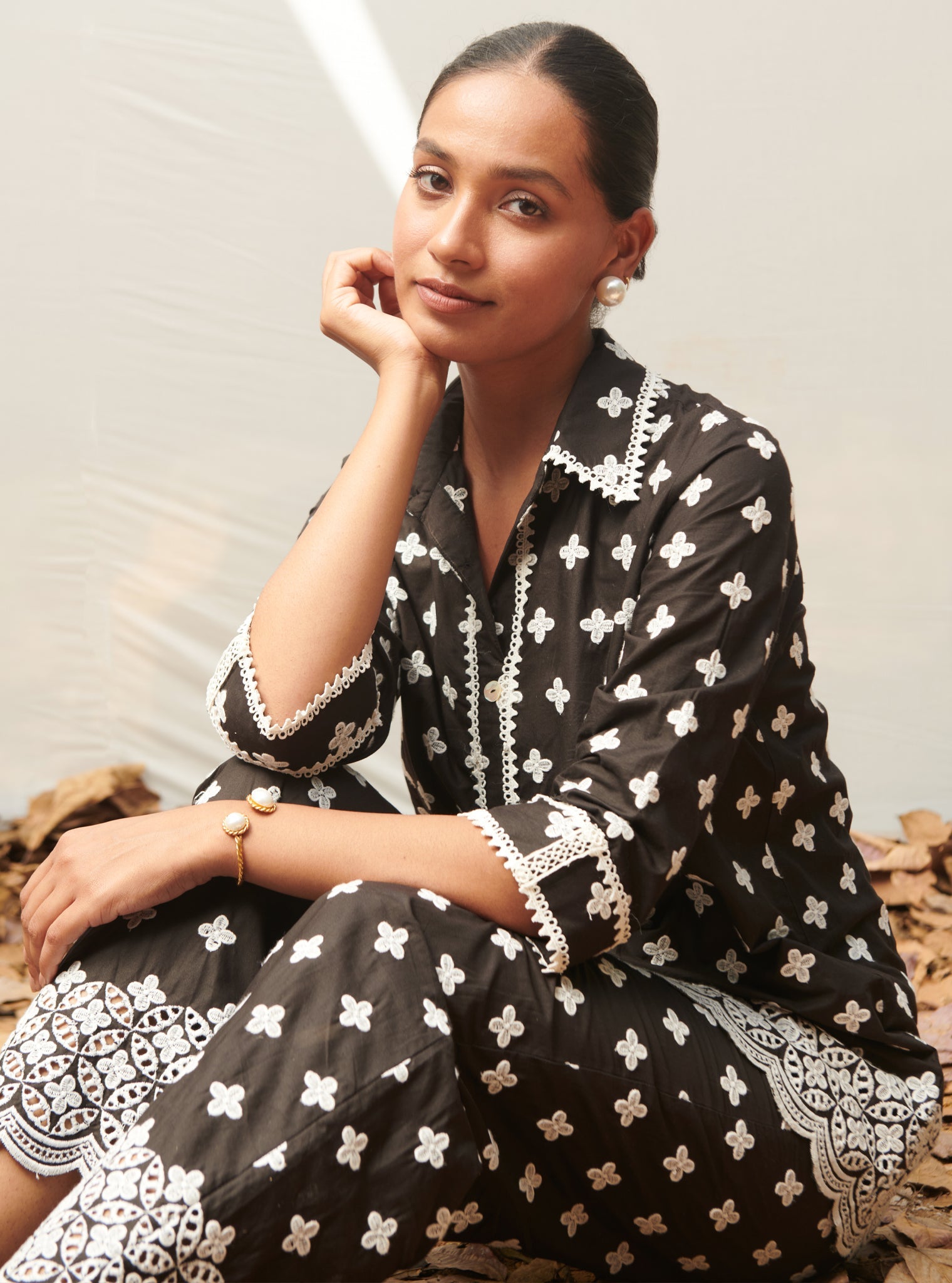 Caspia Cotton Black Co-ord Set