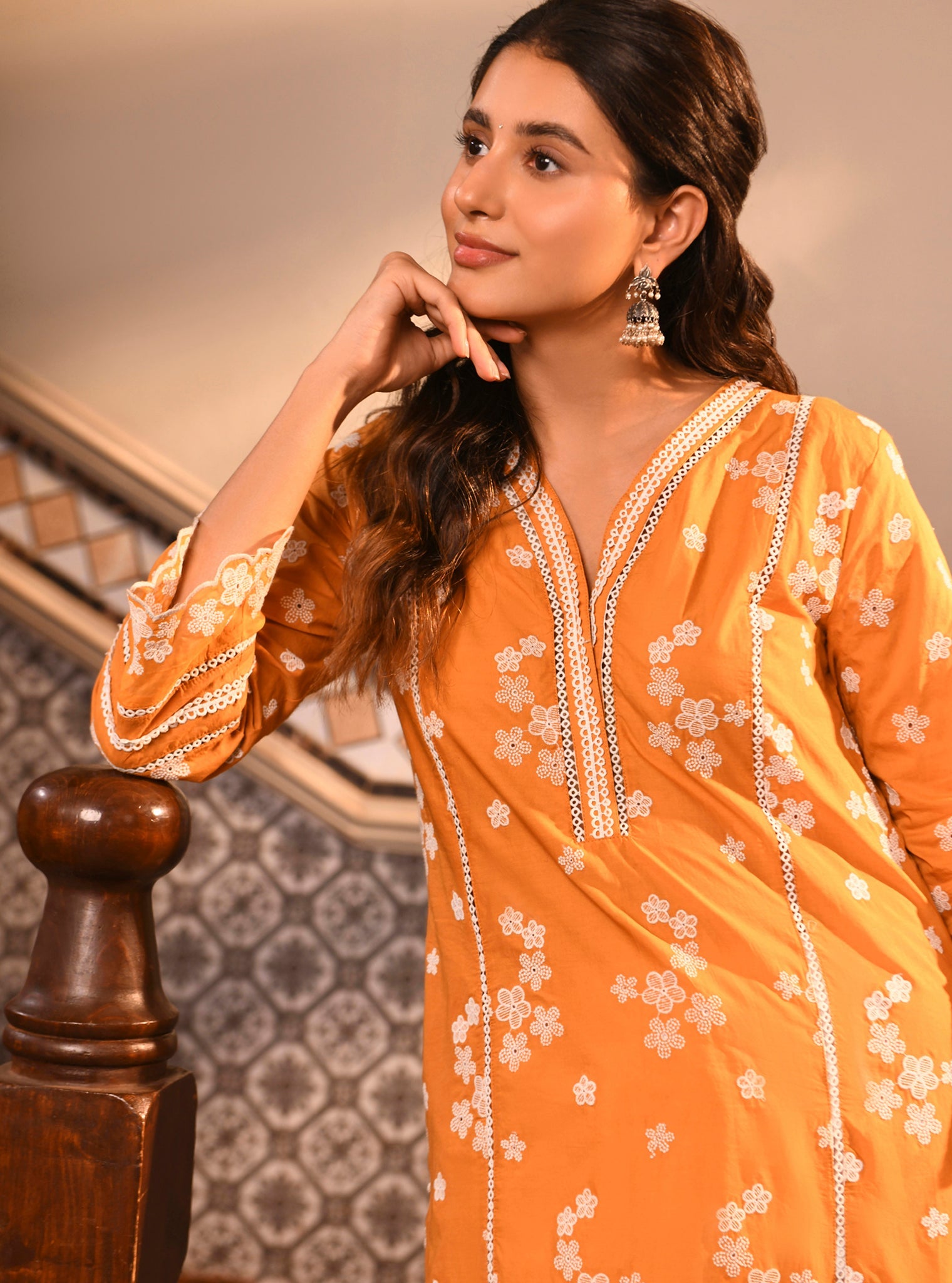 Mulmul Cotton Malisa Orange Kurta