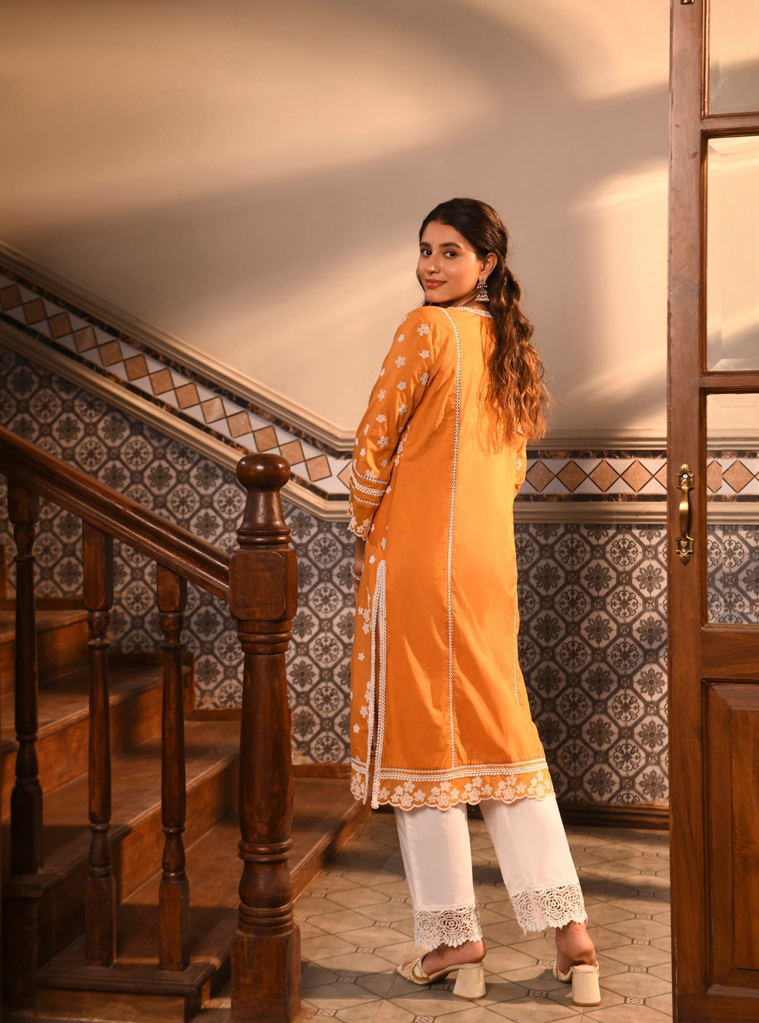 Mulmul Cotton Malisa Orange Kurta