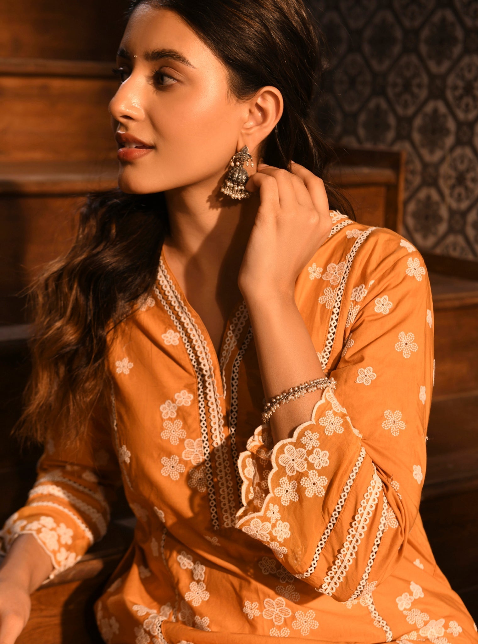 Mulmul Cotton Malisa Orange Kurta