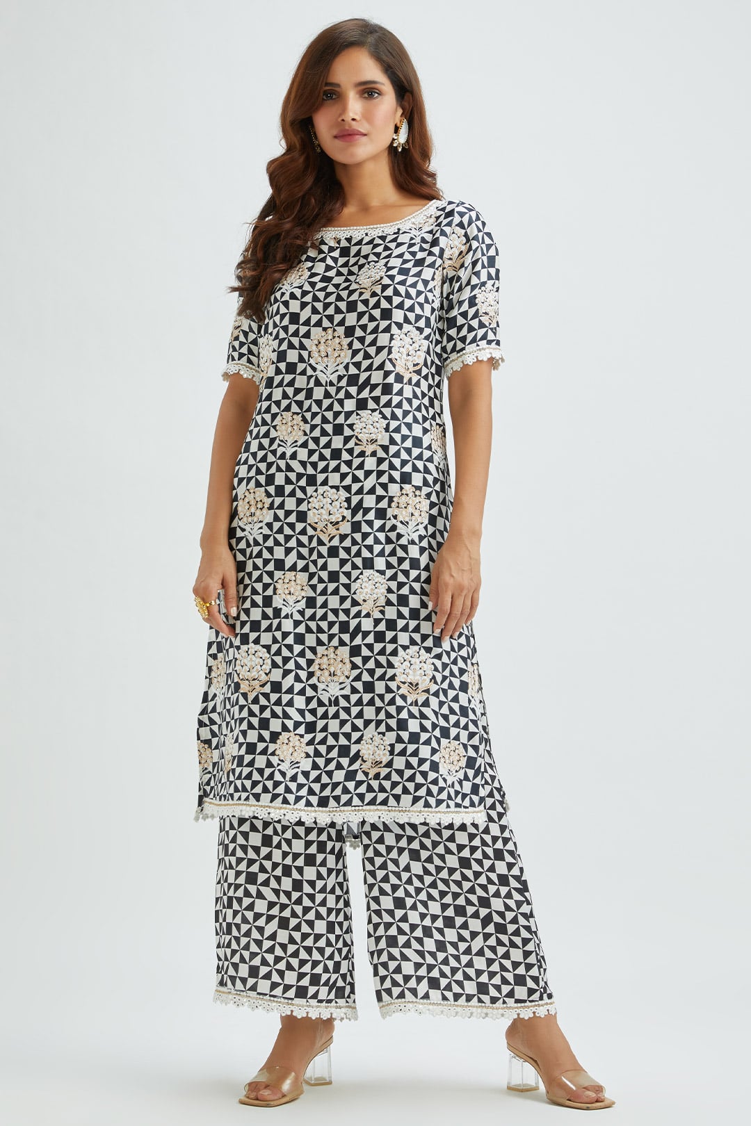 Mulmul Cupro Silk Dover Black Kurta With Dover Black Pant