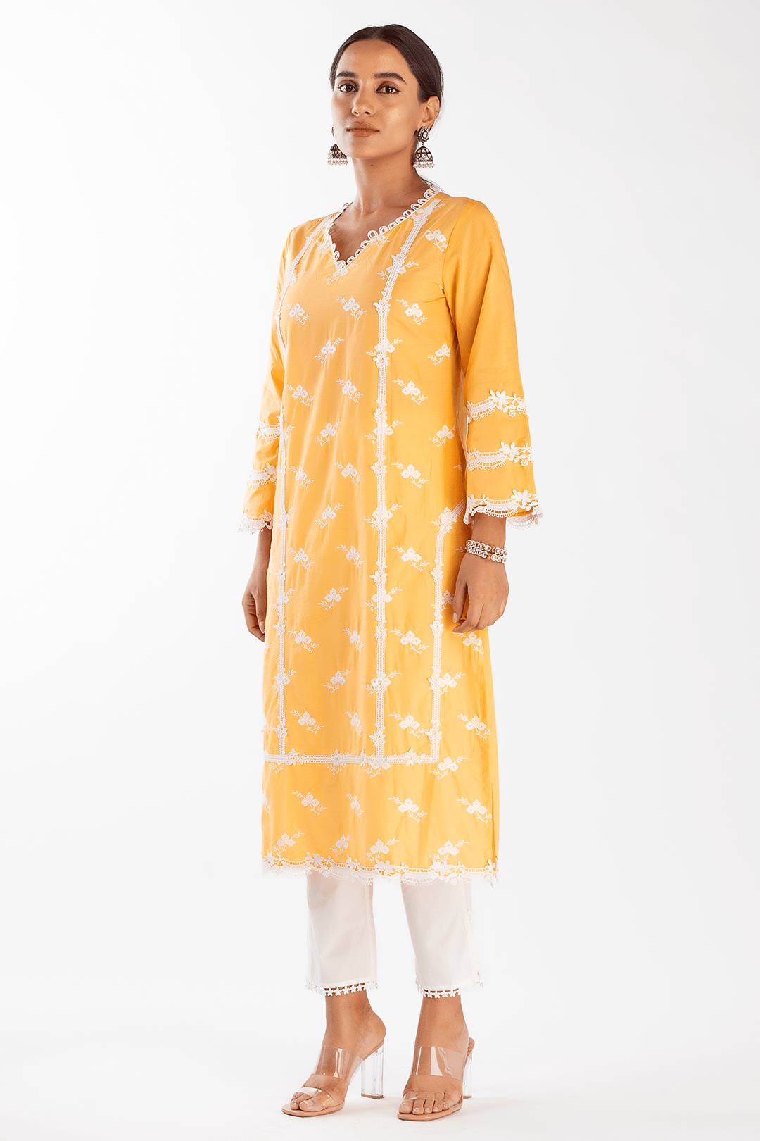 Mulmul Cotton Eternity Orange Kurta