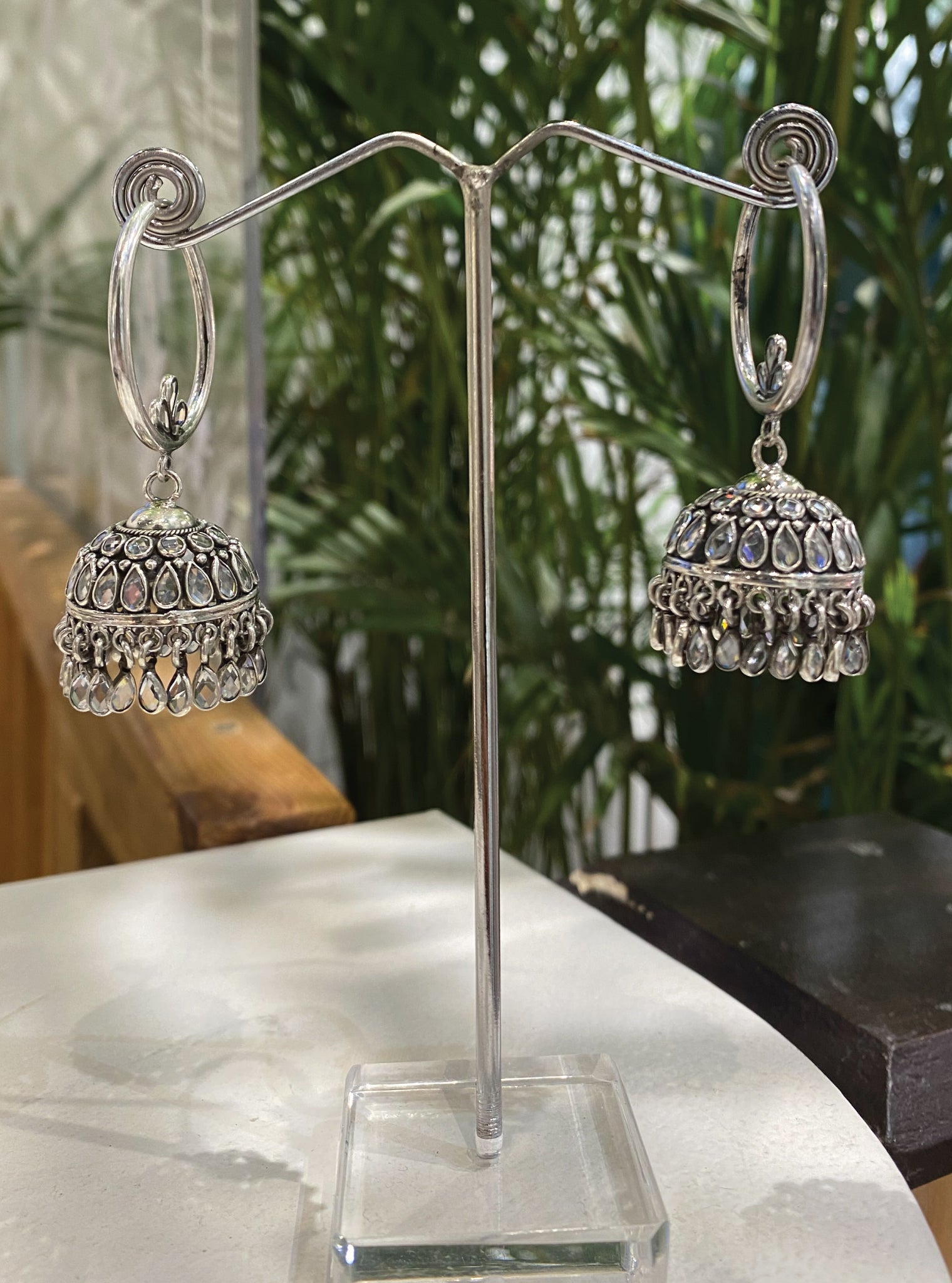 kamal Antique Silver Jhumki Earrings