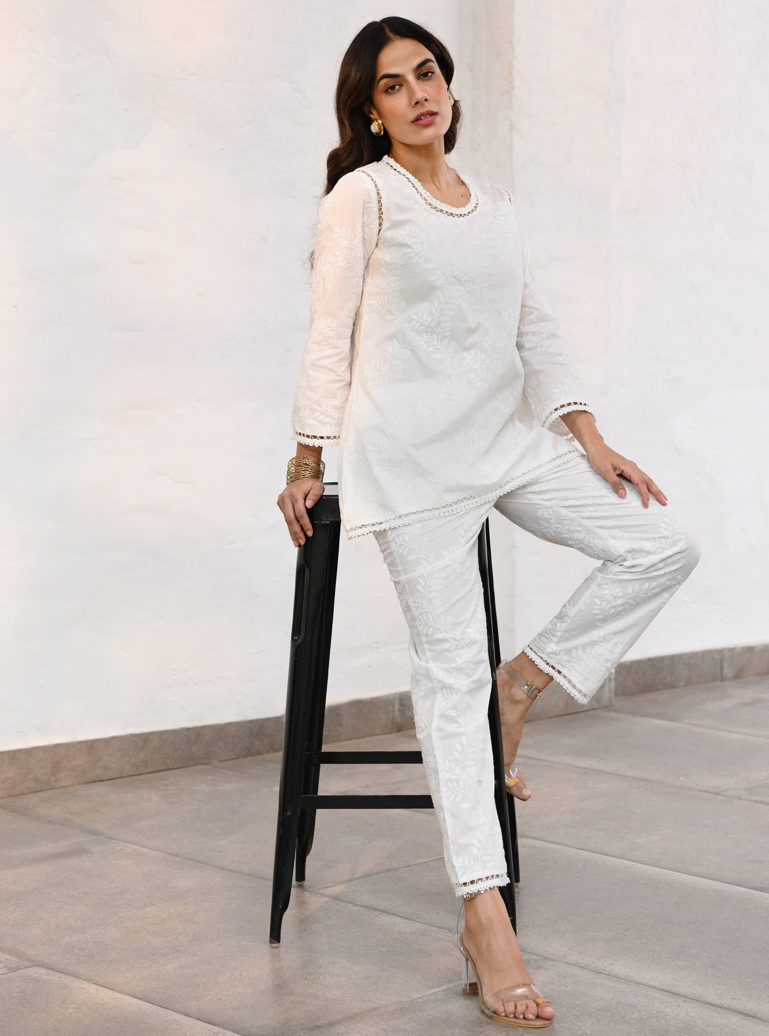 Milton Cotton White Co-ord Set