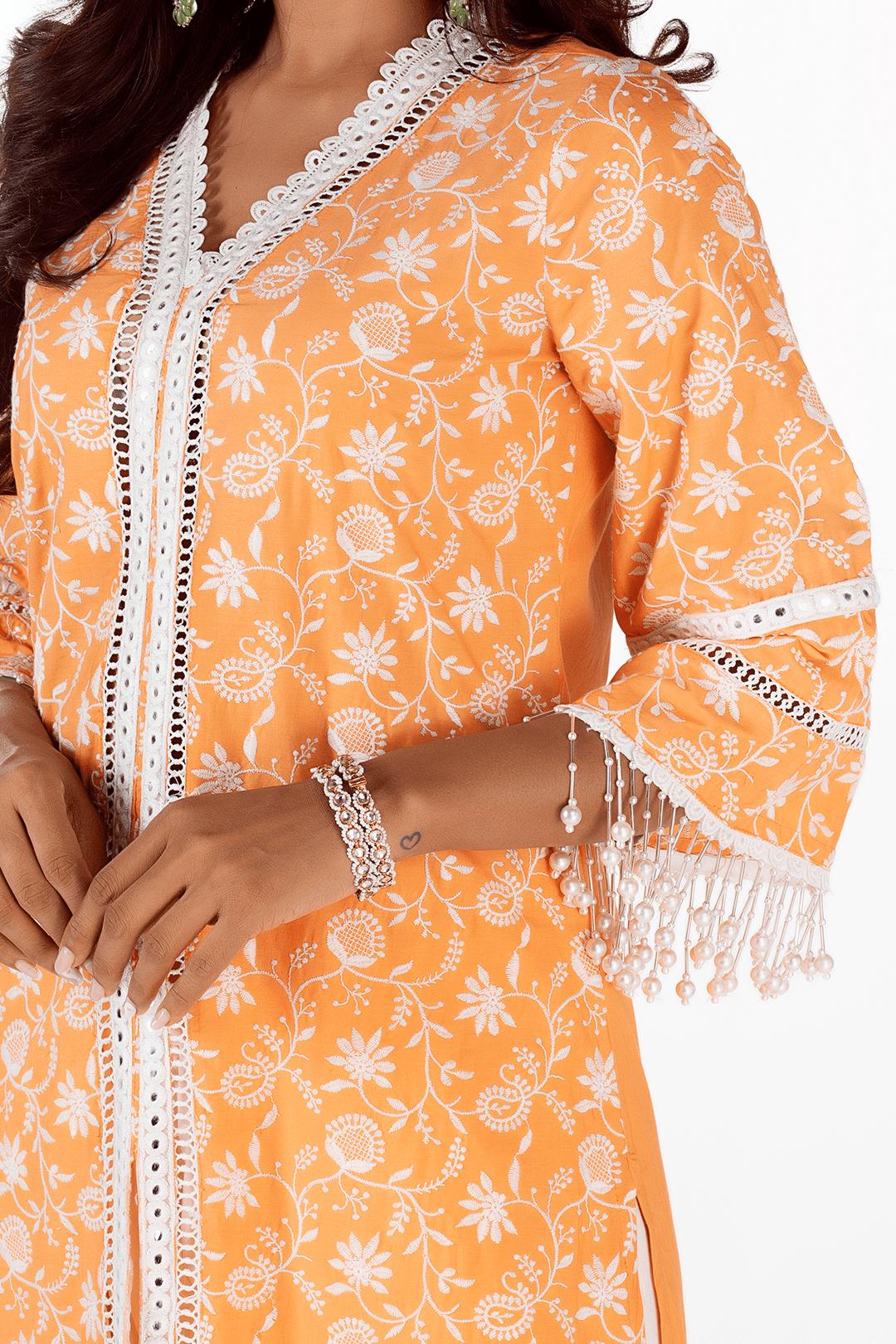 Mulmul Cotton Mollie Orange kurta