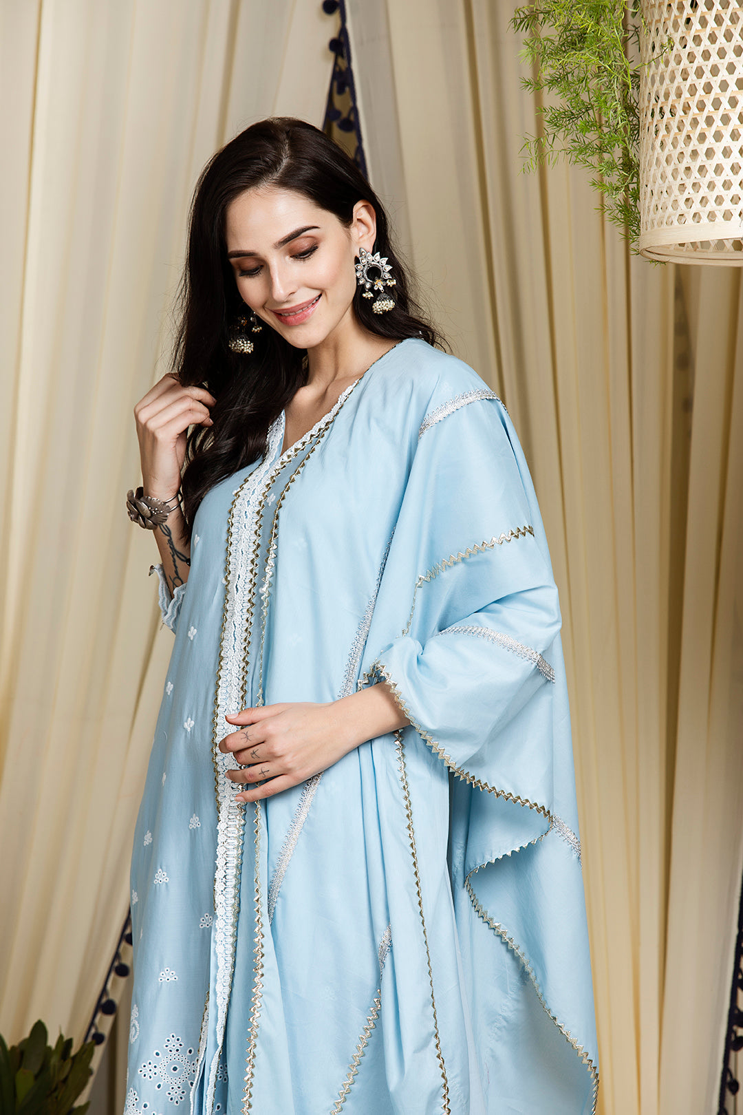 Mulmul Cotton Ophelia kurta  With Ophelia Palazzo