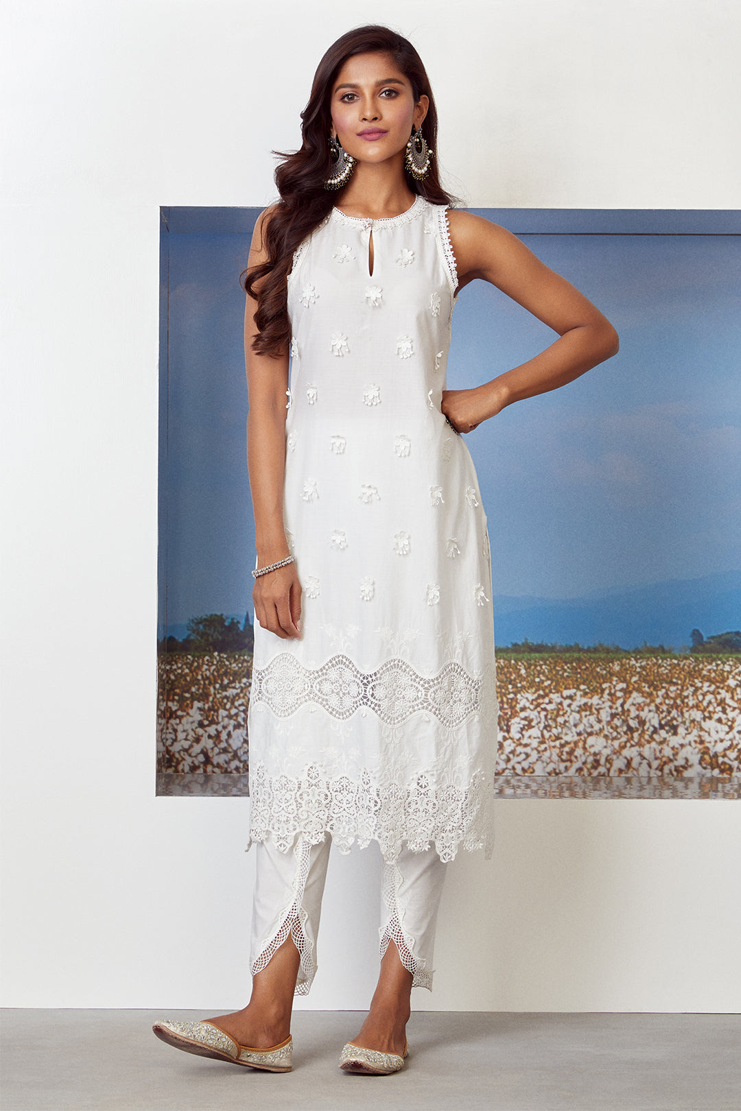 Mulmul Cotton Paradise White Kurta