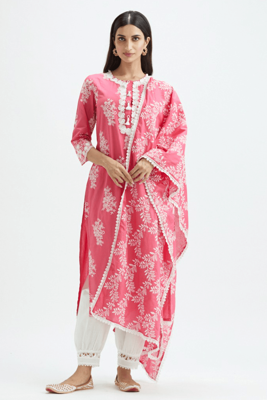 Mulmul Cotton Sirius Fuchsia Dupatta