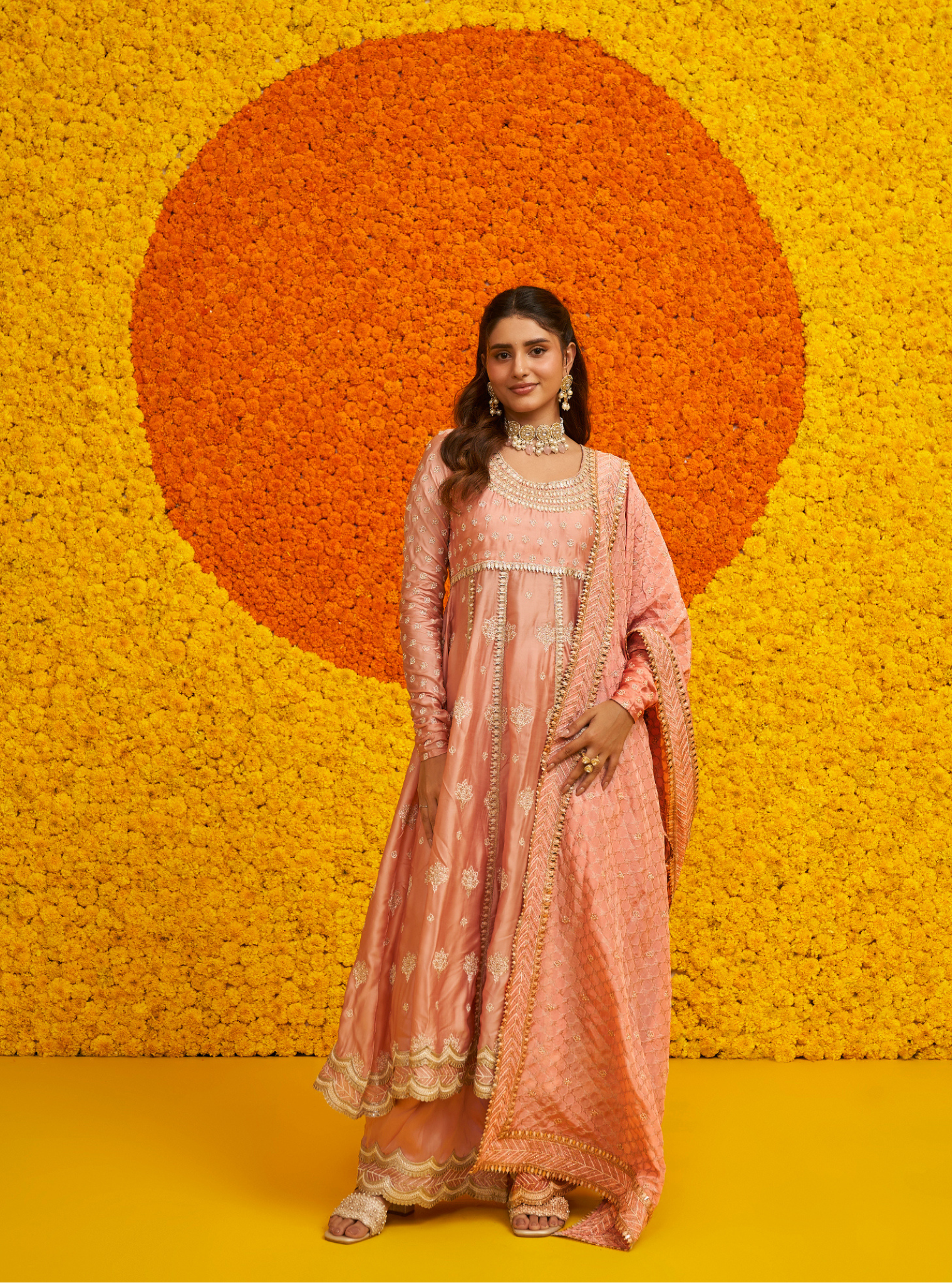 Mulmul Organza Satin Palki Pink Kurta With Mulmul Organza Satin Palki Pink Pant