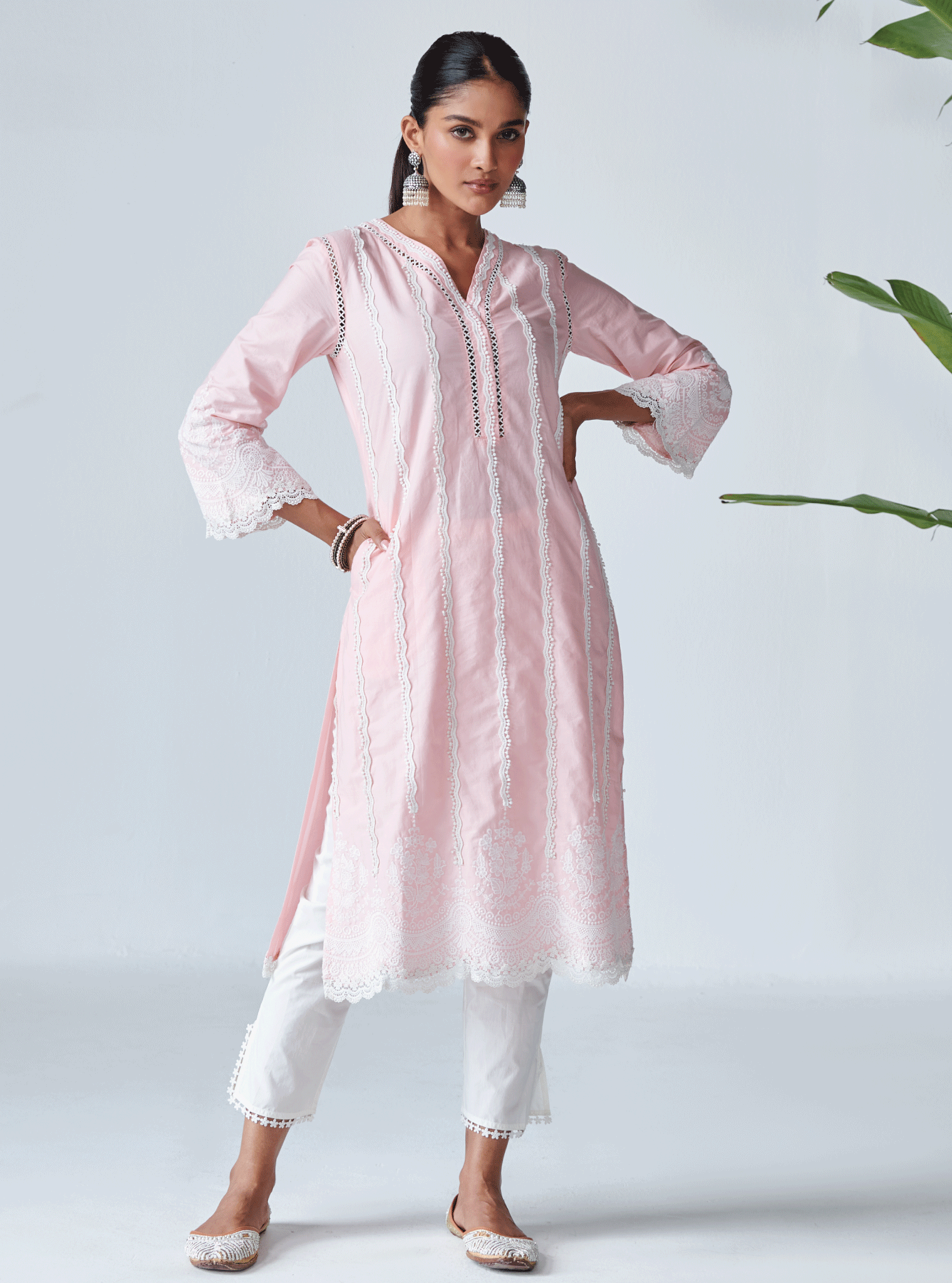 Mulmul Cotton Ellen Pink Kurta