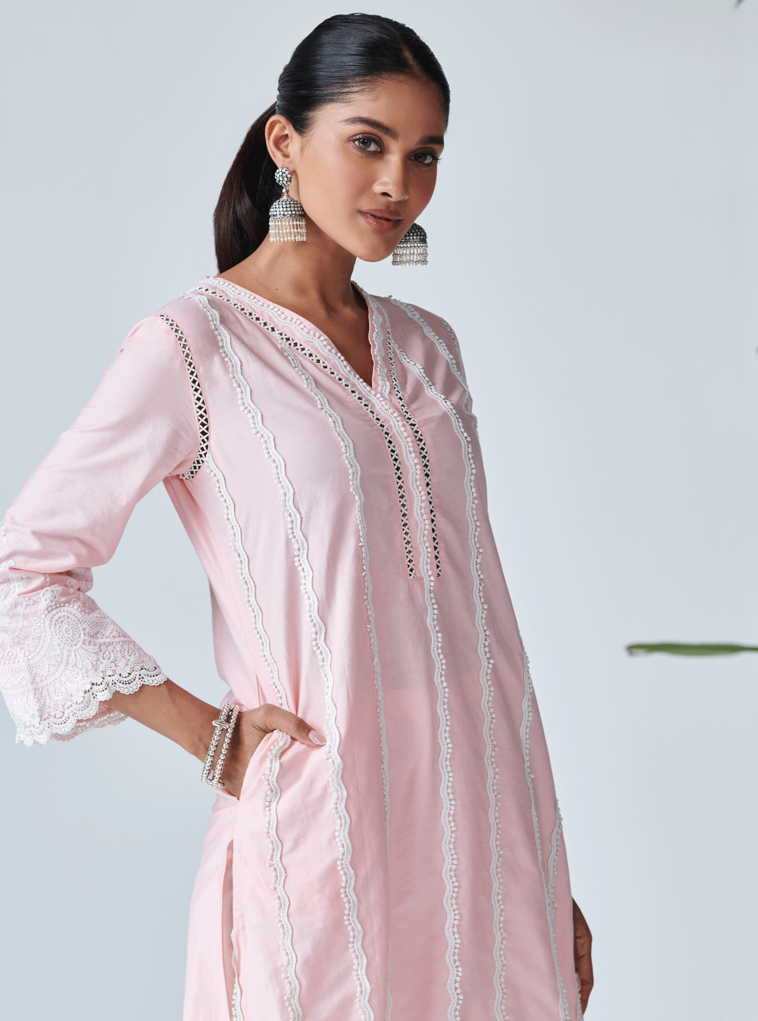 Mulmul Cotton Ellen Pink Kurta