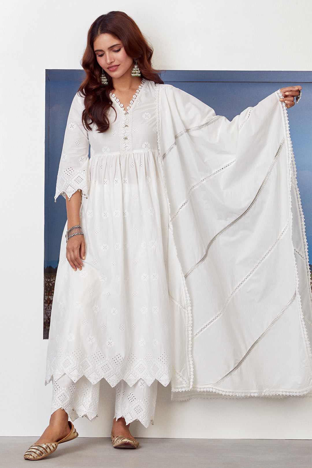 Mulmul Cotton Warm Glow Kurta with Warm Glow Palazzo