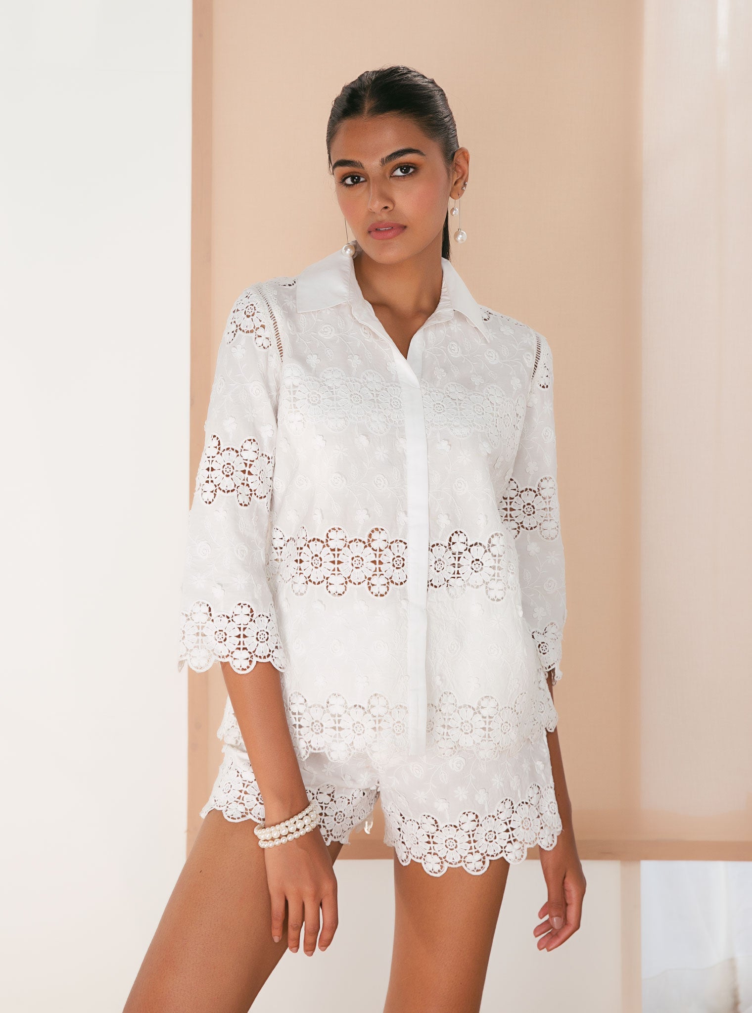 Avril Cotton White Shirt With Short