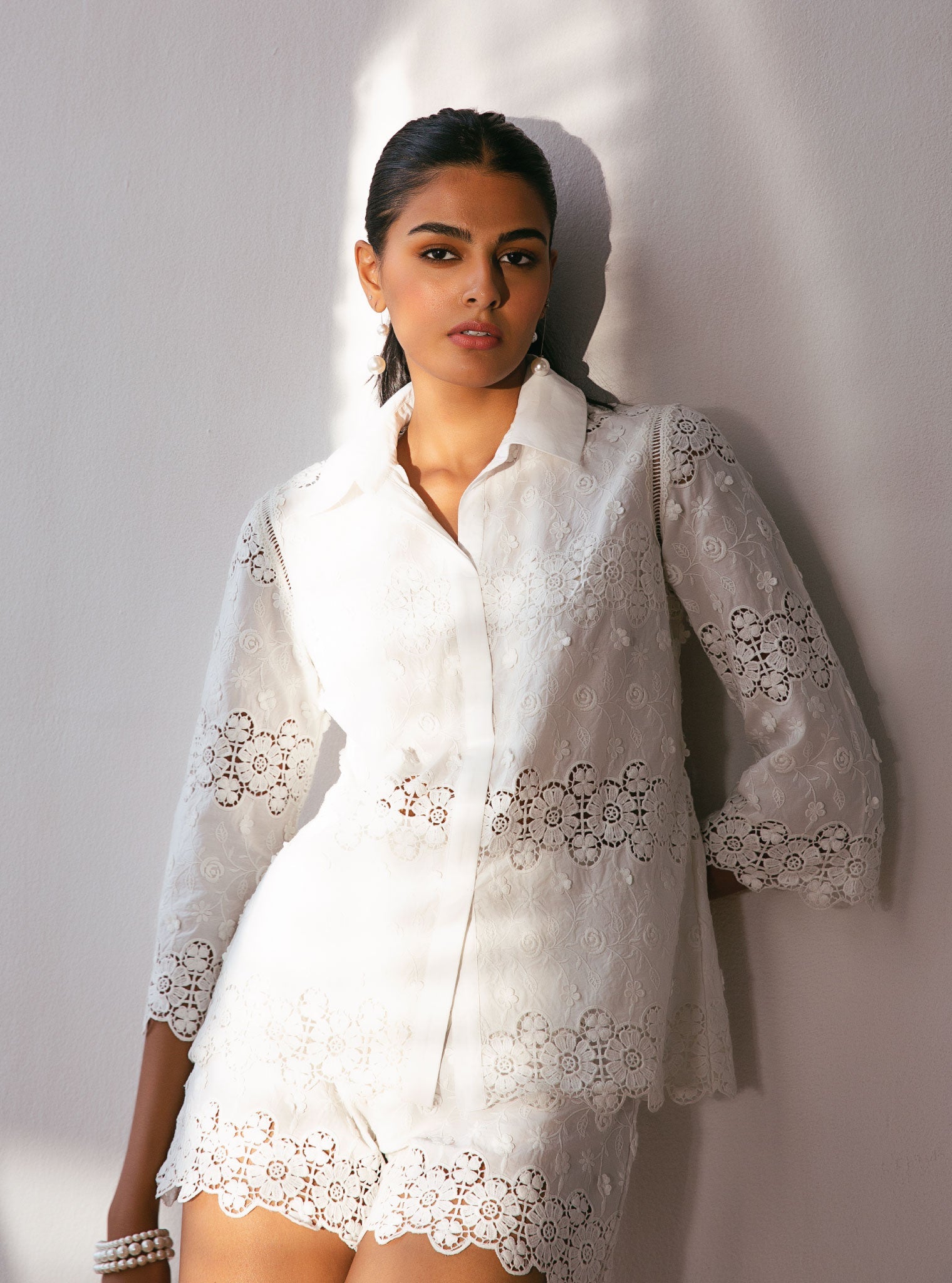Avril Cotton White Shirt With Short