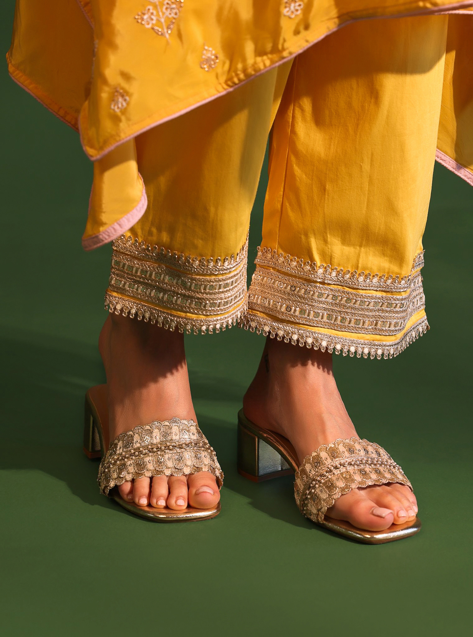 Mulmul Shrija Gold Vegan Heel