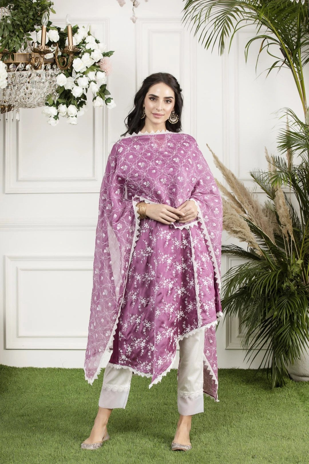 Full Embroidered Chanderi Dupatta