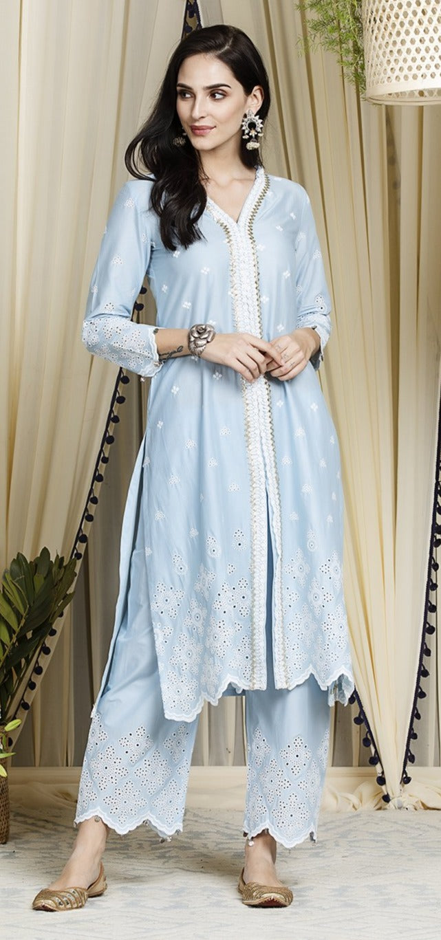 Mulmul Cotton Ophelia kurta  With Ophelia Palazzo