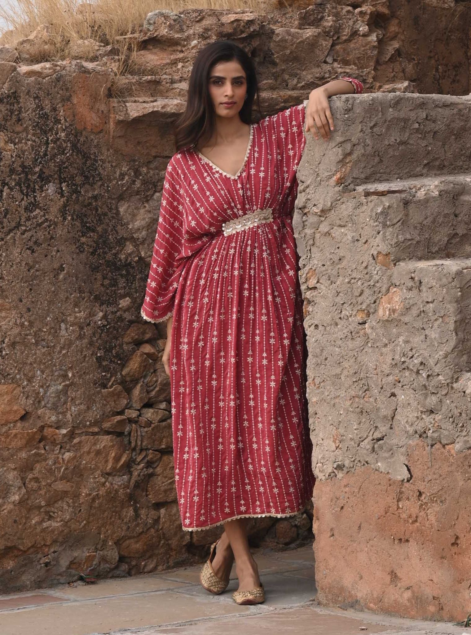 Mumul Crepe Gul Red Kaftan